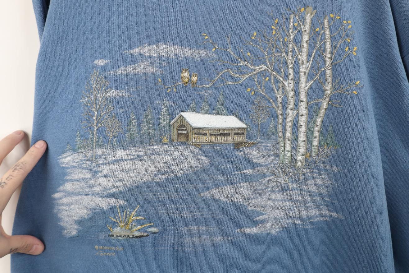 Vintage Vintage 90s Streetwear Country Owl Snow Sweatshirt USA Size XL / US 12-14 / IT 48-50 - 4 Thumbnail
