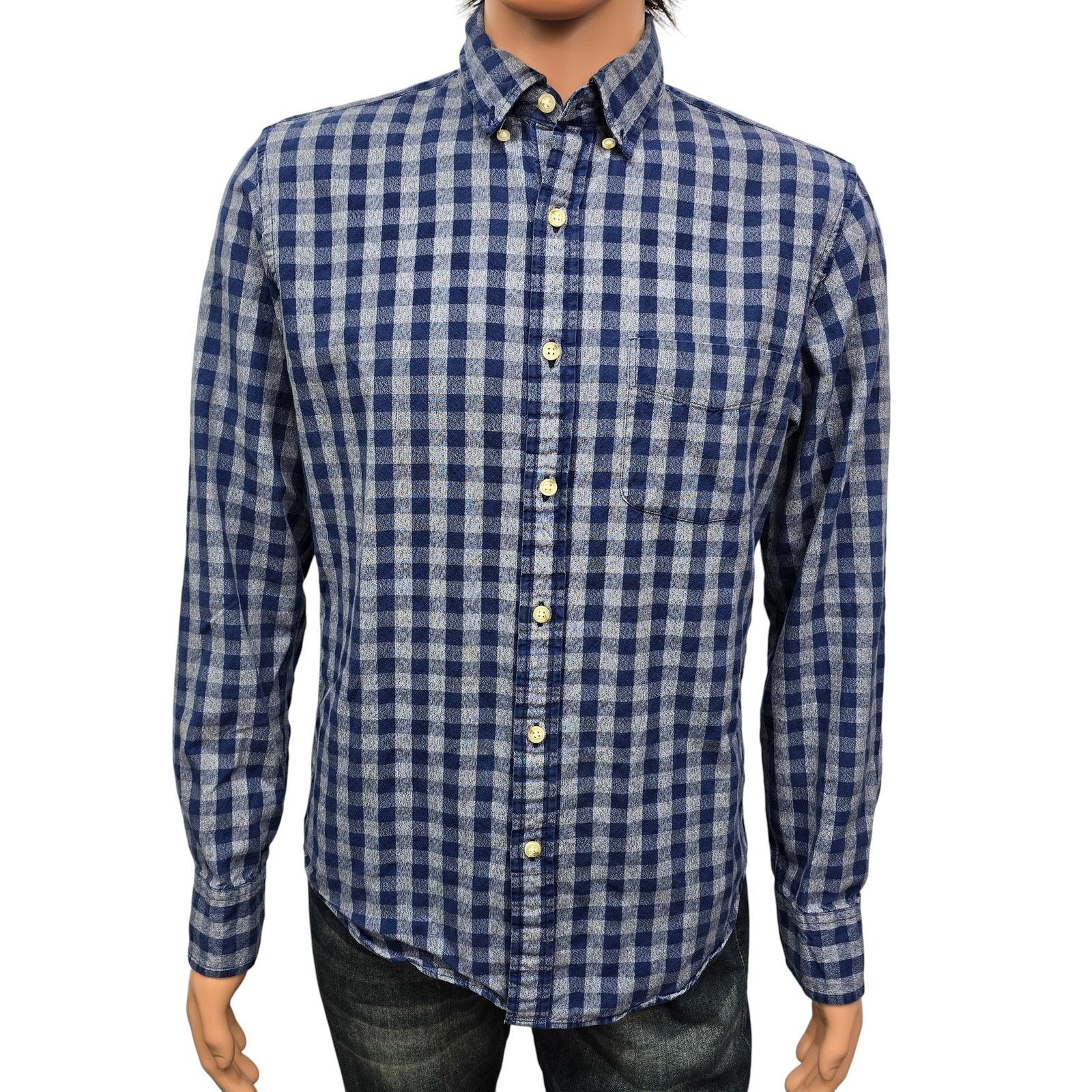 J.Crew J.Crew Jaspe Cotton Shirt Men M Blue Gray Gingham Slim L/S Size US M / EU 48-50 / 2 - 3 Thumbnail