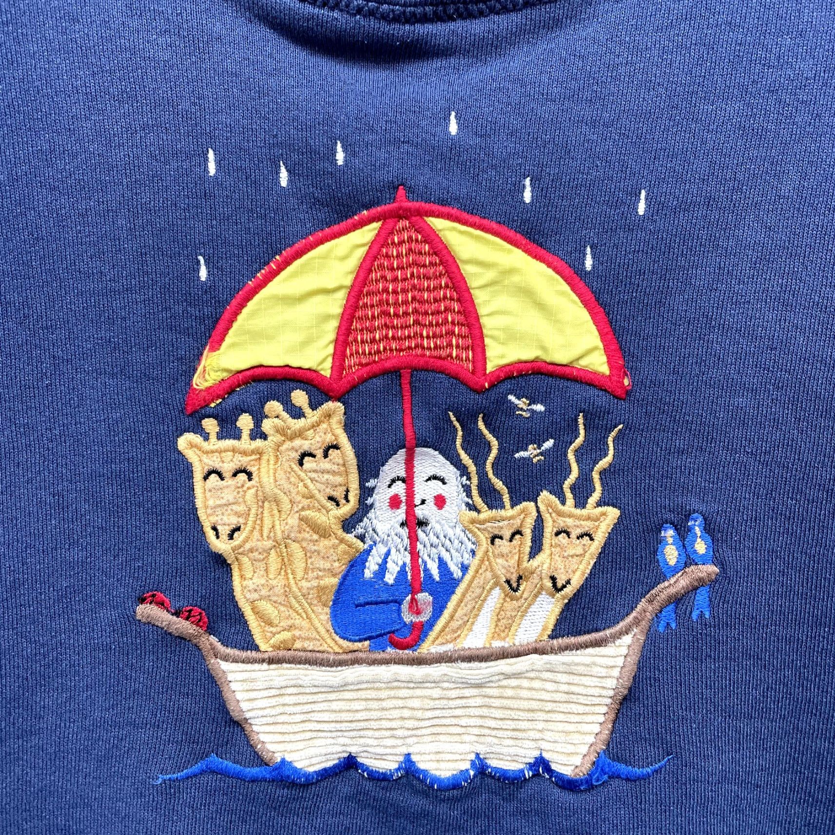 Noah VINTAGE Sweatshirt Large Noah Arc Christian Bible Embroidered Animal Grandma Blue 1990s Cotton Stitchery Studio Mens Girls Size L / US 10 / IT 46 - 3 Thumbnail