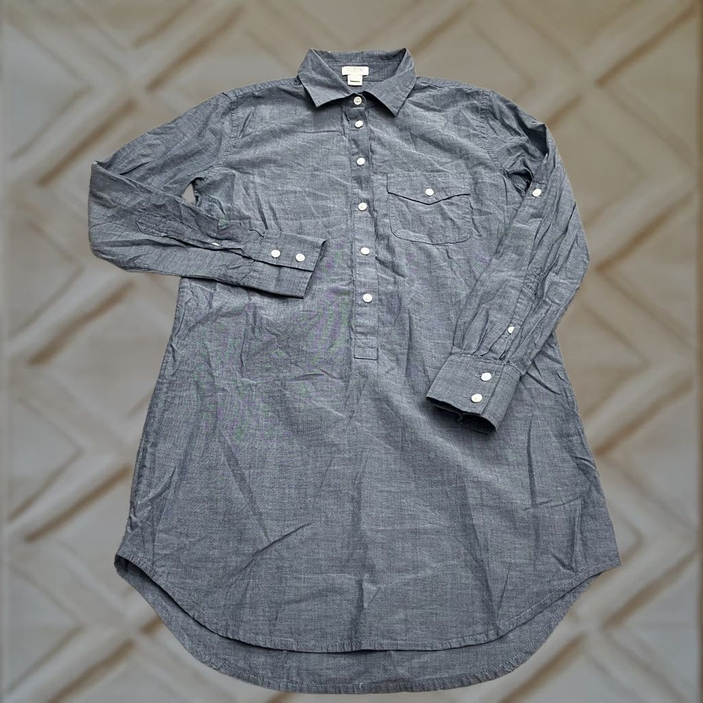 J.Crew J.CREW Shirt Womens XXS Petites Chambray Tunic Long Sleeve Blue Casual Shirt Size XXS / US 00 / IT 34 - 1 Thumbnail