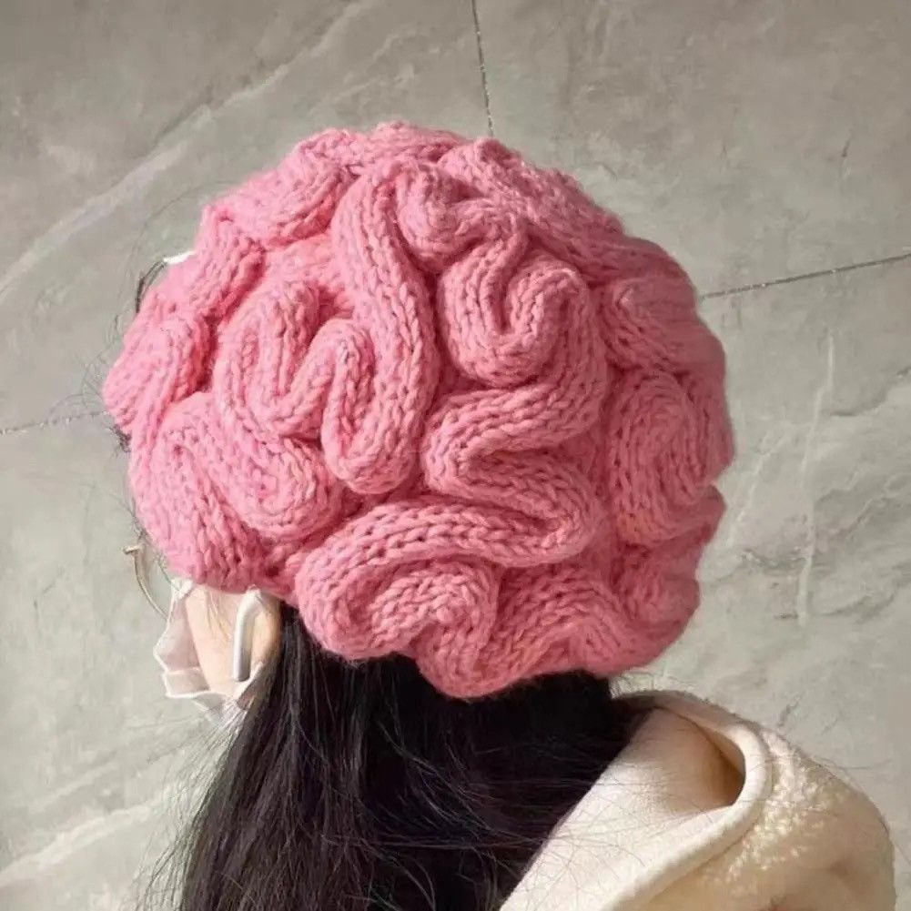 Designer Knitted Brain Hat Stretch Size ONE SIZE - 2 Thumbnail