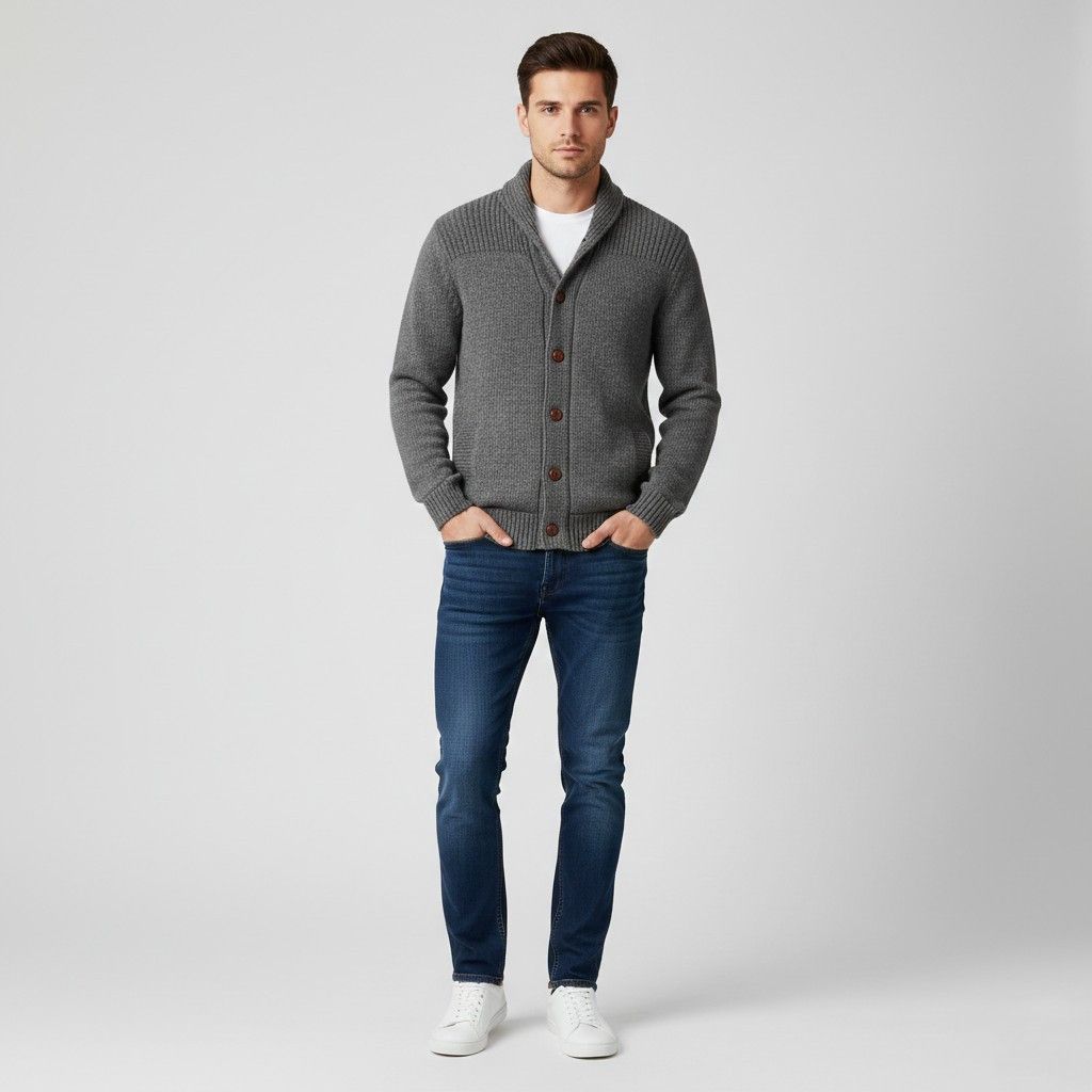 Harris Tweed Harris Tweed by William Hunt Men L (M) Cardigan Grey 3707 Size US L / EU 52-54 / 3 - 1 Thumbnail