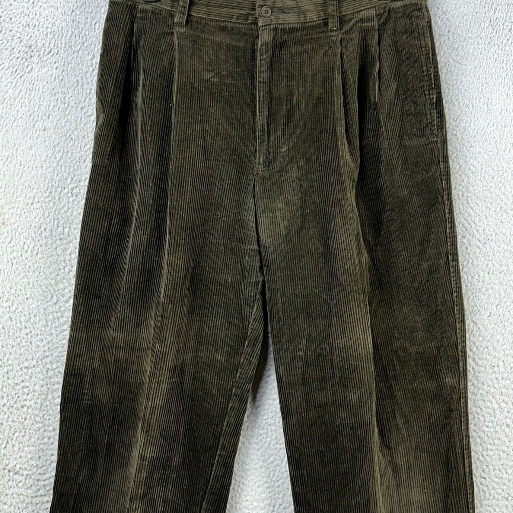 Banana Republic Banana Republic Smithfield Pants Corduroy Mens 35L Olive Green Pleated Straight Size US 35 - 2 Thumbnail
