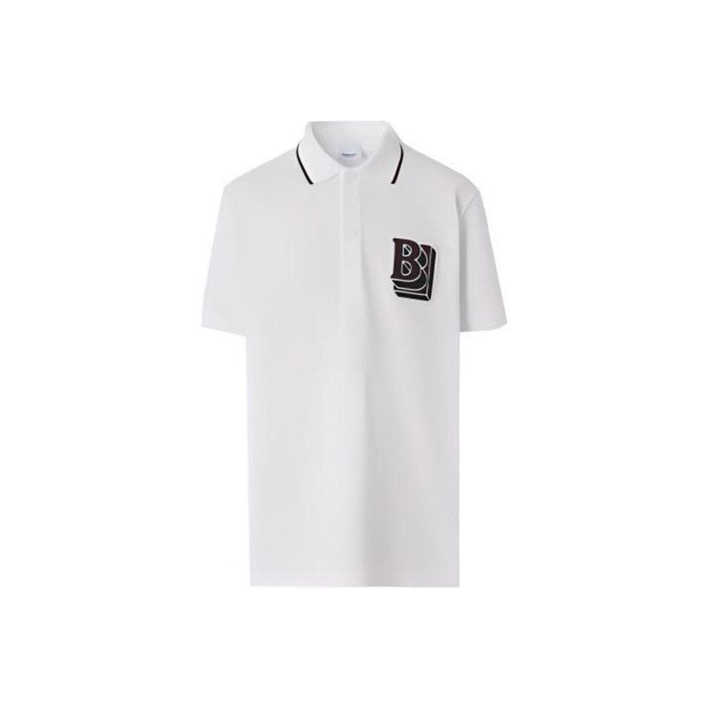 Burberry Burberry White Letter Pattern Polo Shirt 0079 Size US XL / EU 56 / 4 - 1 Thumbnail