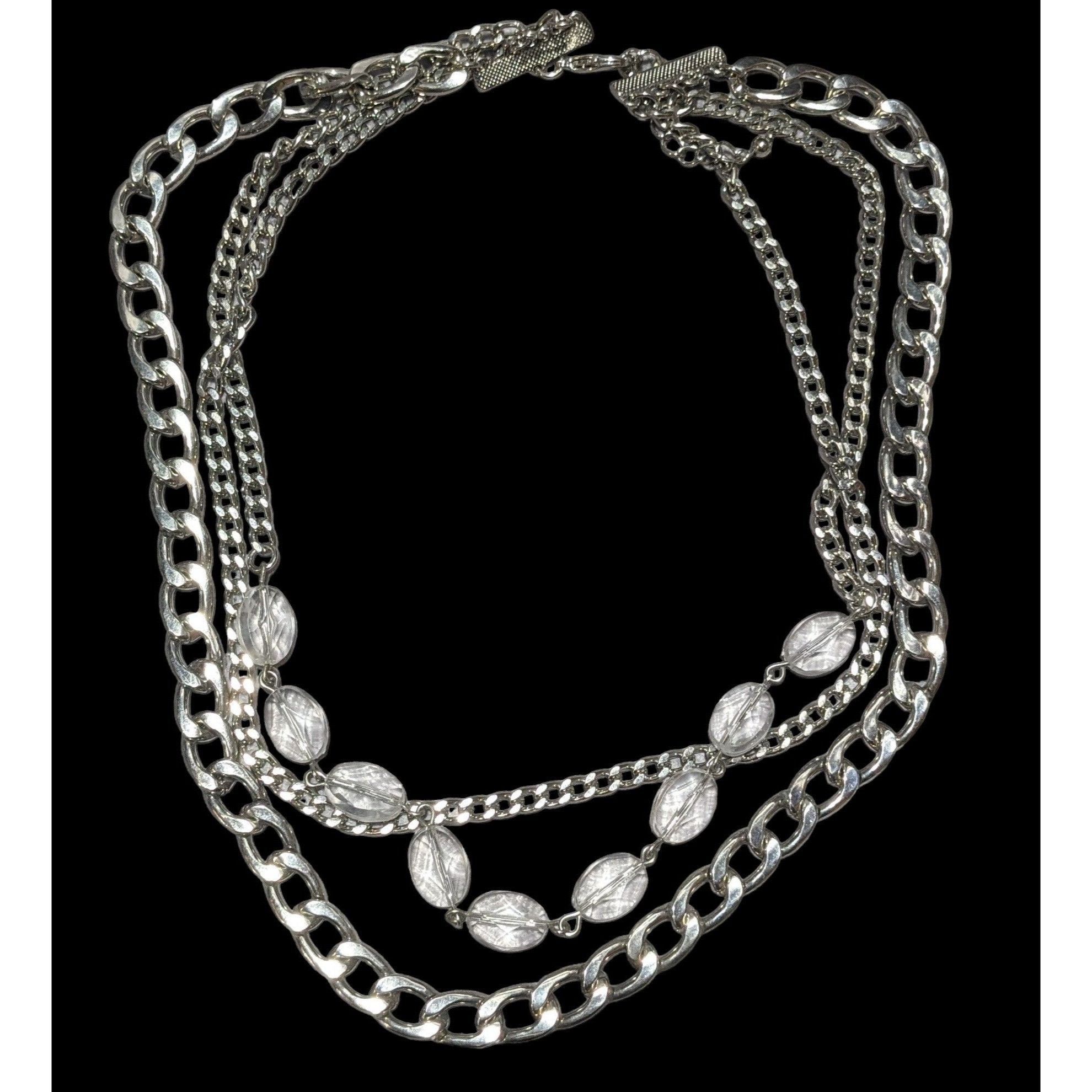Other Elegant Chunky Silver Gemmed Chain Necklace Size ONE SIZE - 4 Thumbnail