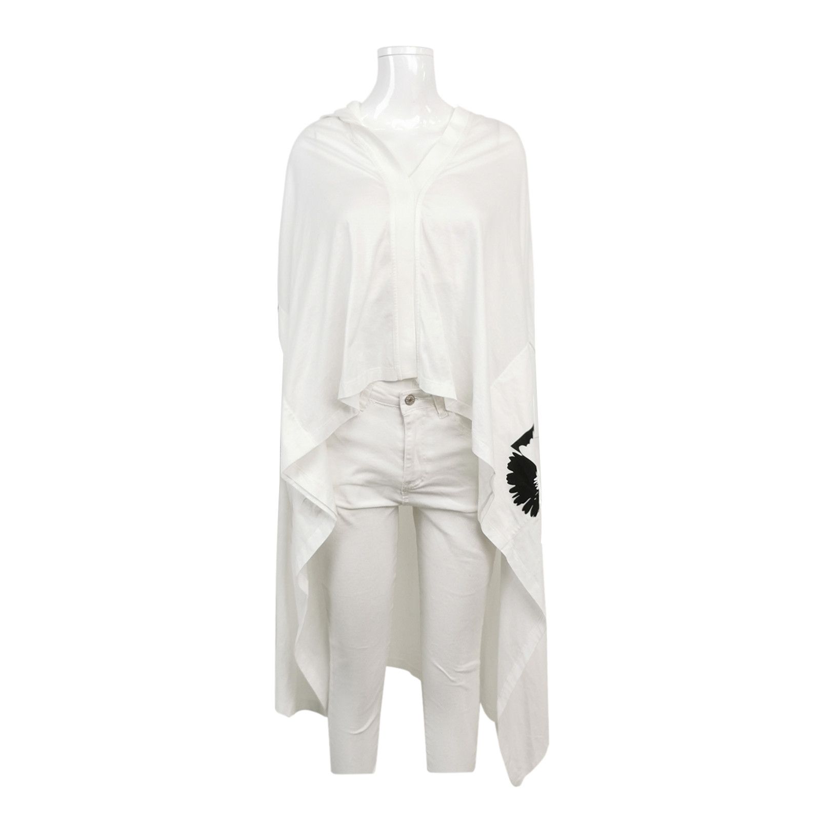 Prada Prada Cotton Logo Hooded Cape in White 0089 Size M / US 6-8 / IT 42-44 - 1 Thumbnail