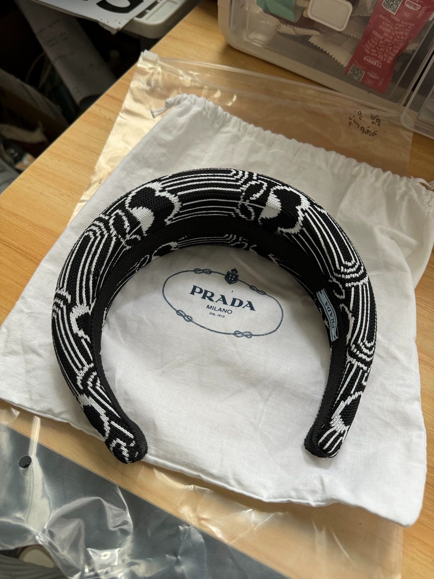 Prada Prada Raf Simons Black & White Headband Tri Logo Size ONE SIZE - 4 Thumbnail
