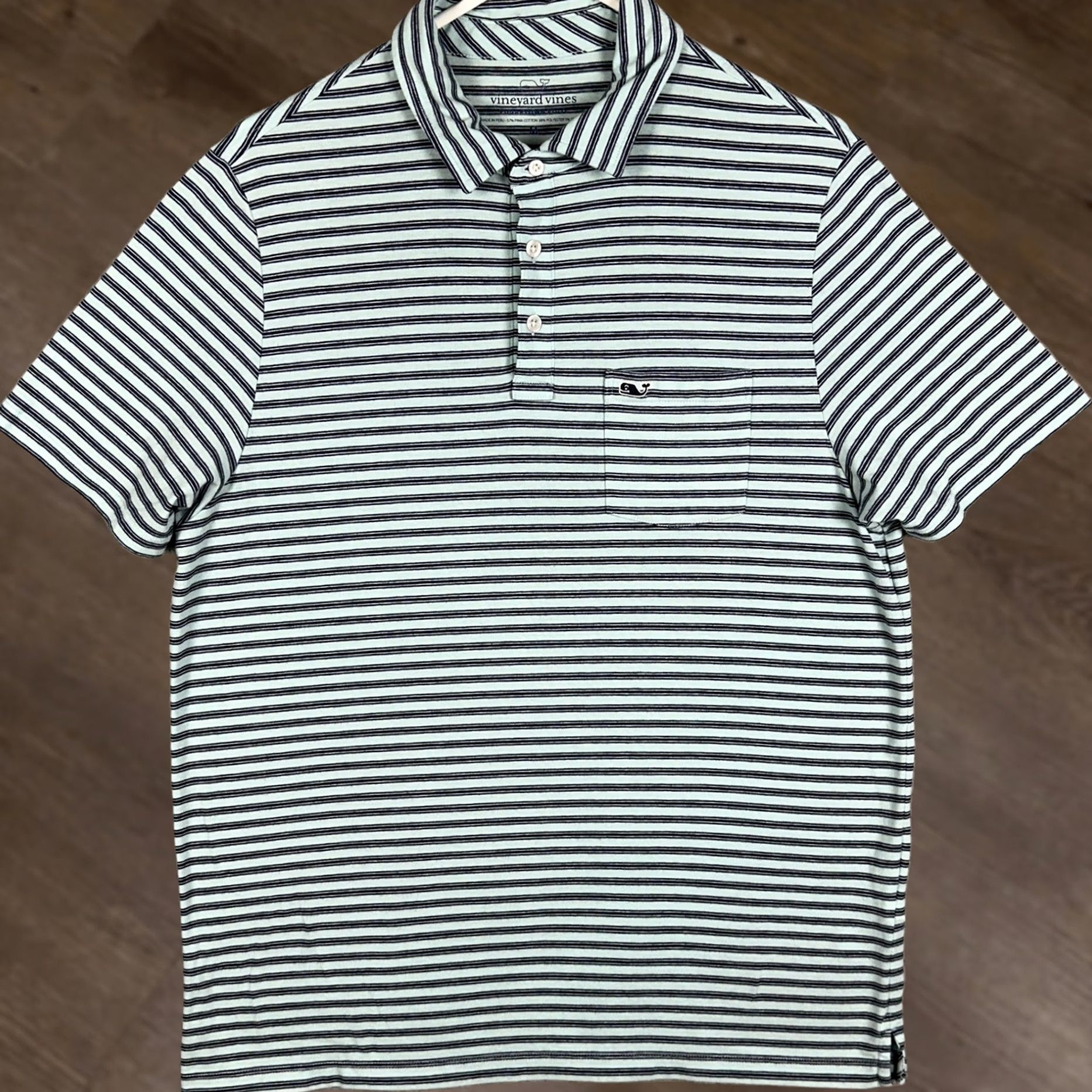 Vineyard Vines Vineyard Vines Edgartown Polo Shirt Mens M Striped Polo Green Navy Golf Casual Shirt Size US M / EU 48-50 / 2 - 1 Thumbnail