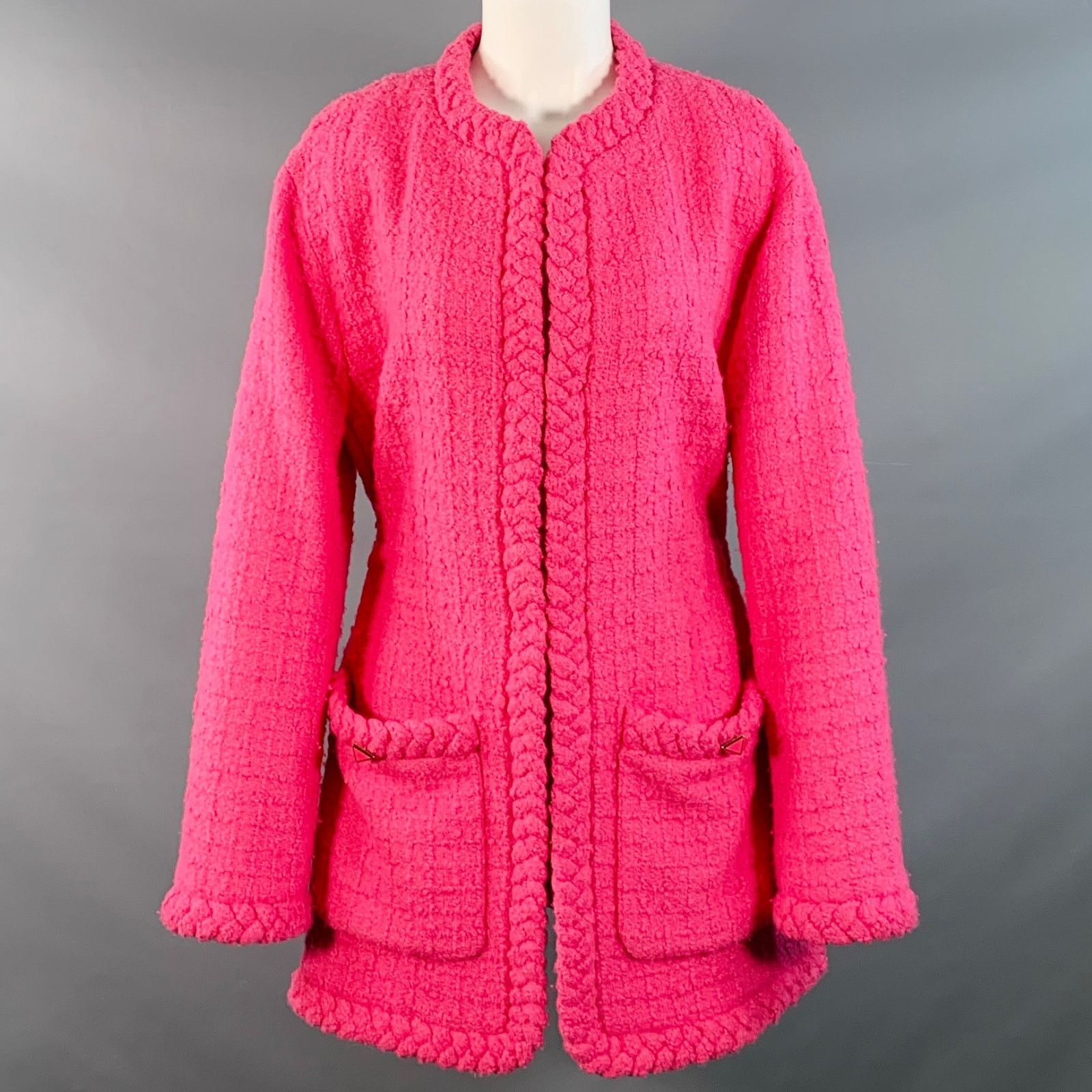 Valentino VALENTINO 2021 Size S Pink Wool Silk Tweed Oversized Jacket Size S / US 4 / IT 40 - 2 Thumbnail
