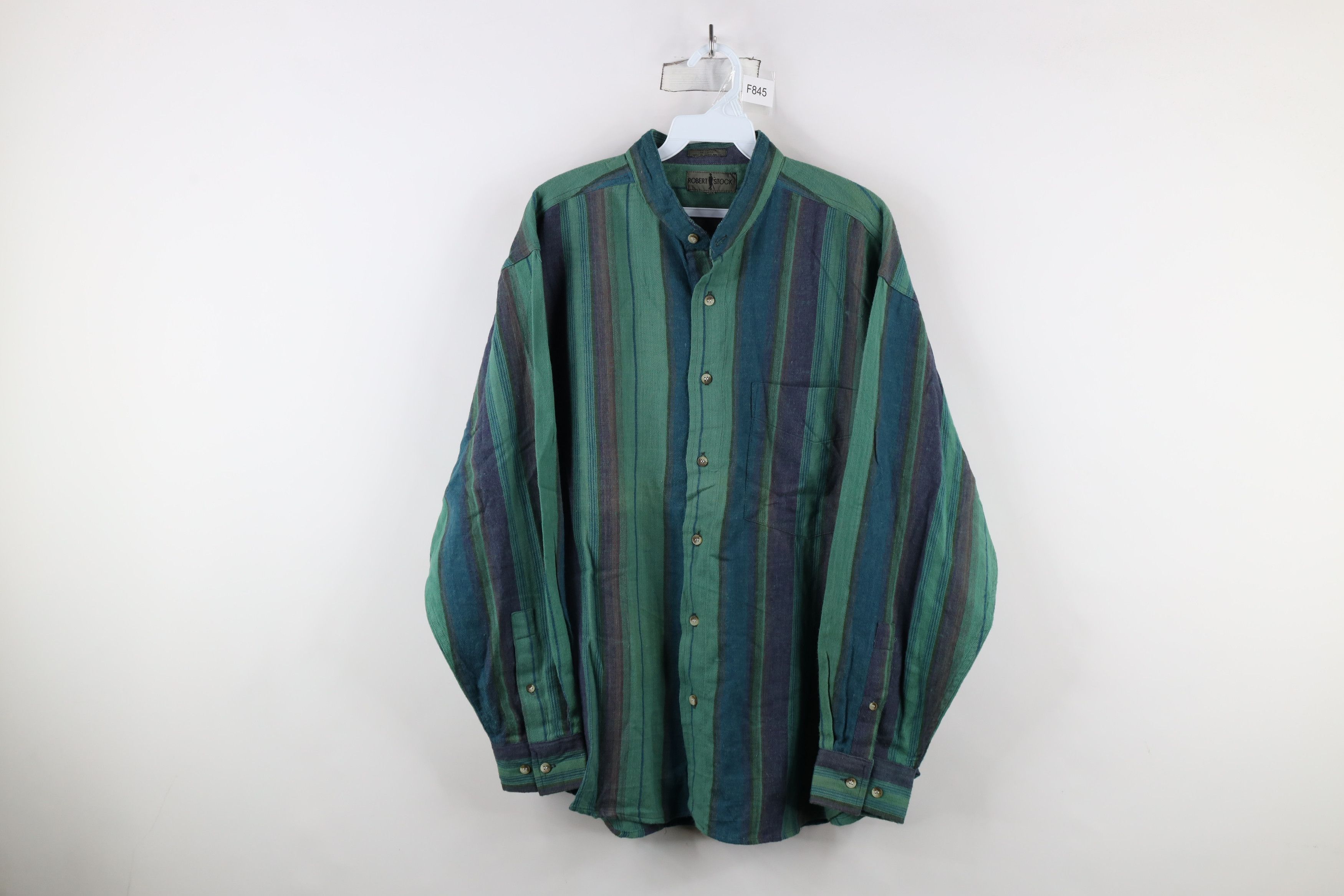 Vintage Vintage 90s Streetwear Flannel Band Collar Button Shirt Size US XL / EU 56 / 4 - 1 Thumbnail