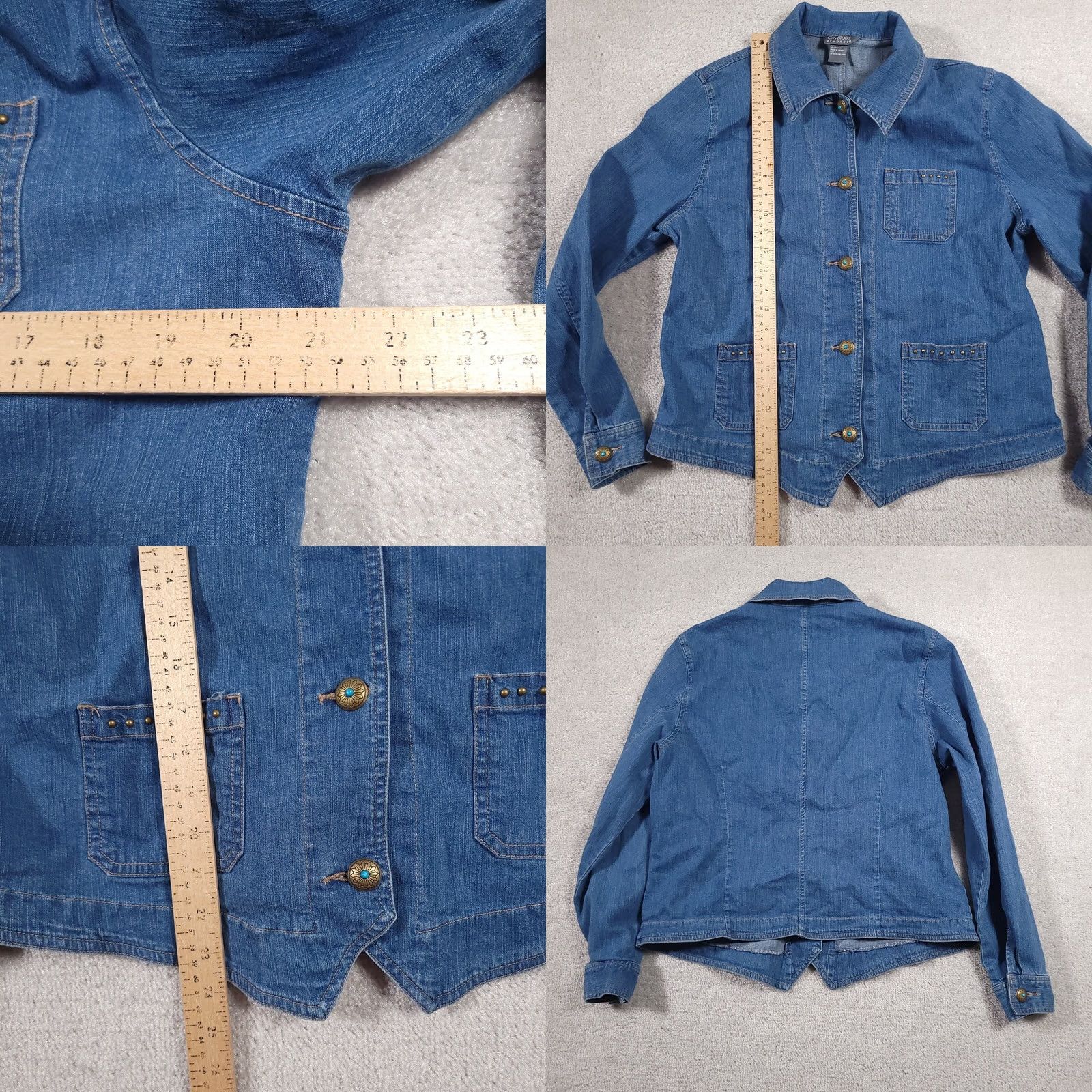 Vintage Koret City Blues Blue Button Up Denim Jacket Women's Large Pockets Western Jacket/Coat Short Sleeve? Size L / US 10 / IT 46 - 8 Thumbnail