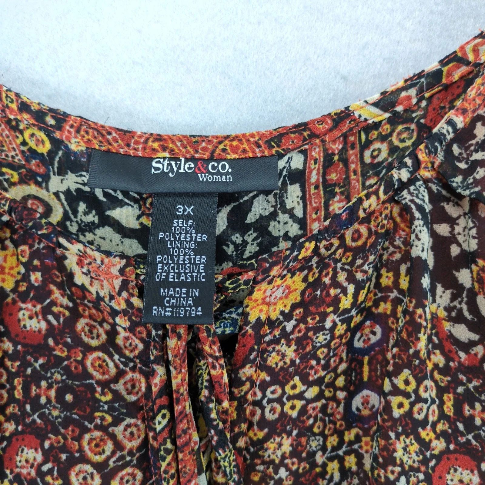 Other Style & Co Sheer Paisley Blouson Midi Dress Plus Size 3X Size 3XL / US 20-22 - 2 Thumbnail