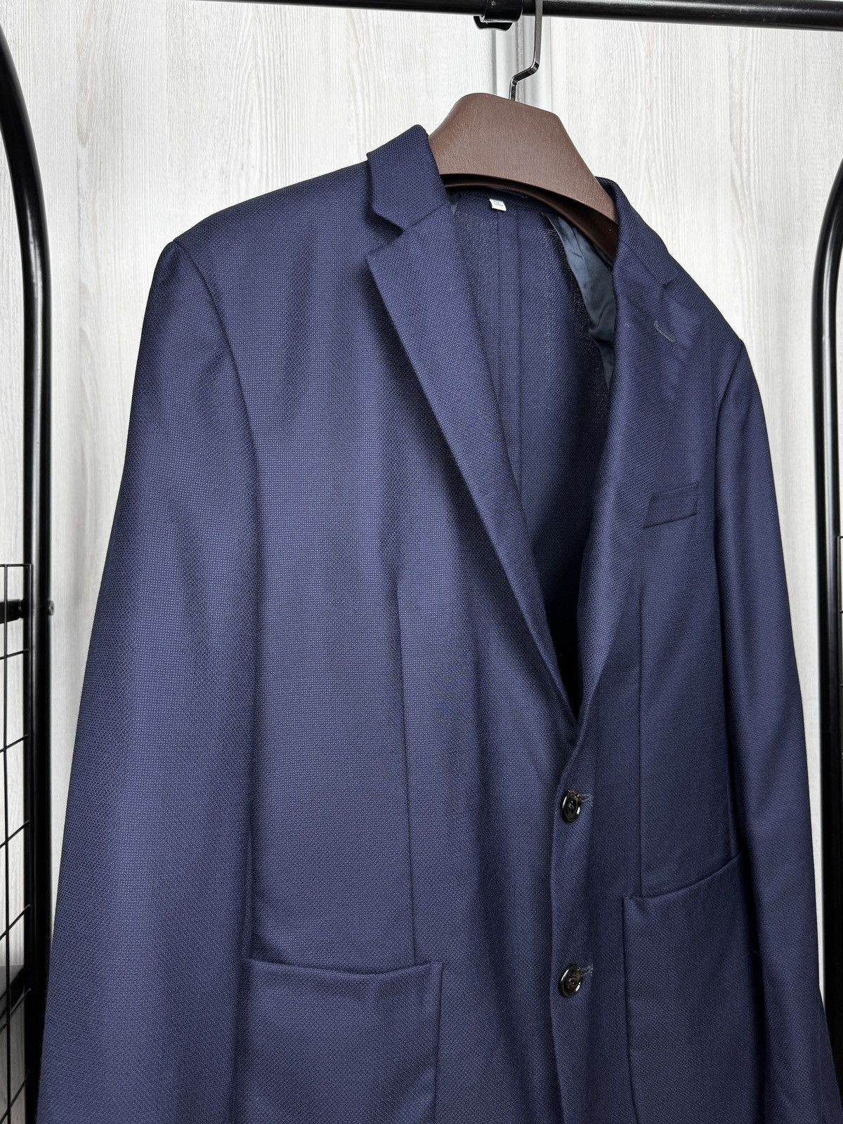 Hardy Amies Hardy Amies Navy Patterned Pure Wool Mens Blazer Heddon Fit Size 40R - 4 Thumbnail