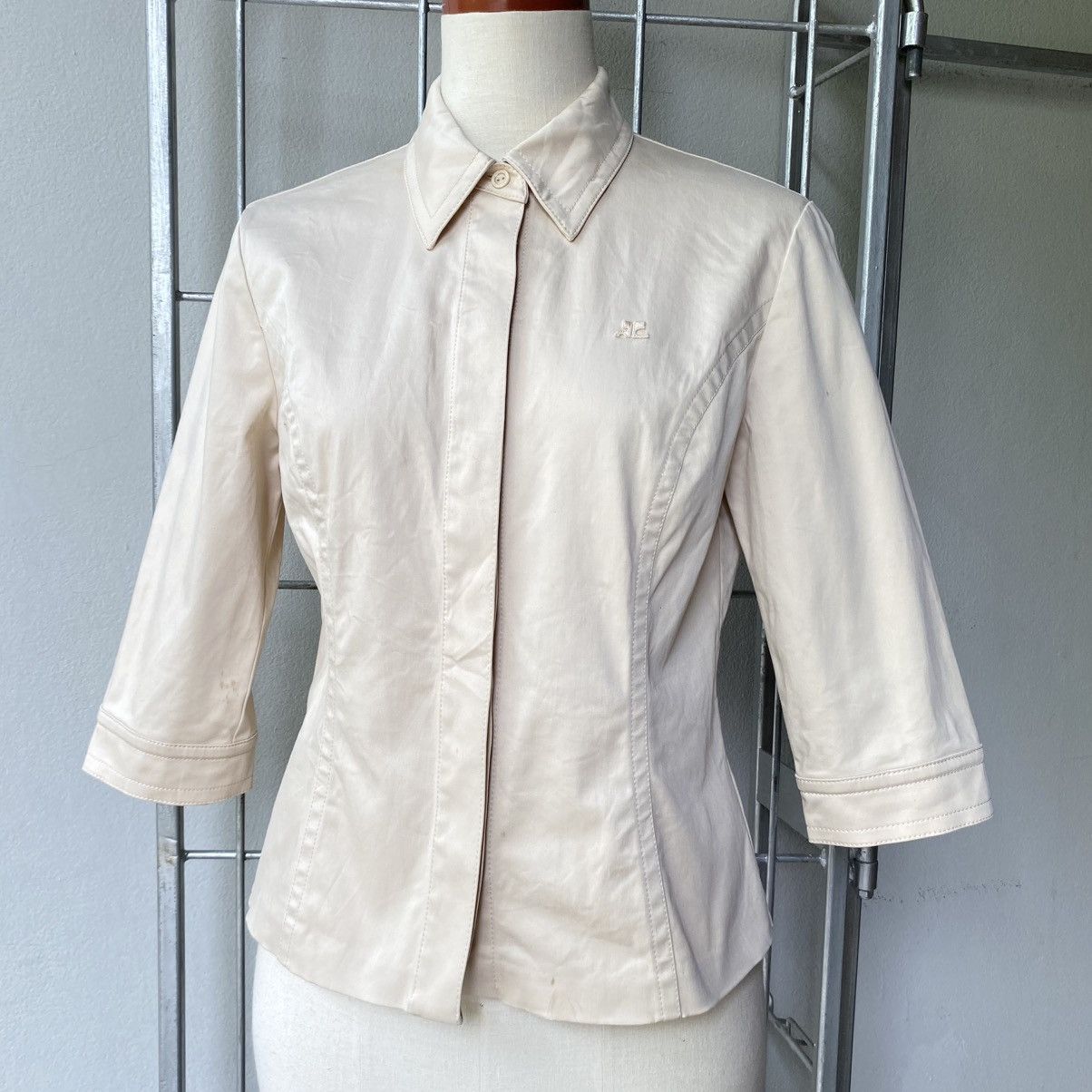 Courreges Courreges Gold Collared Fitted Shirt Size L / US 10 / IT 46 - 5 Thumbnail