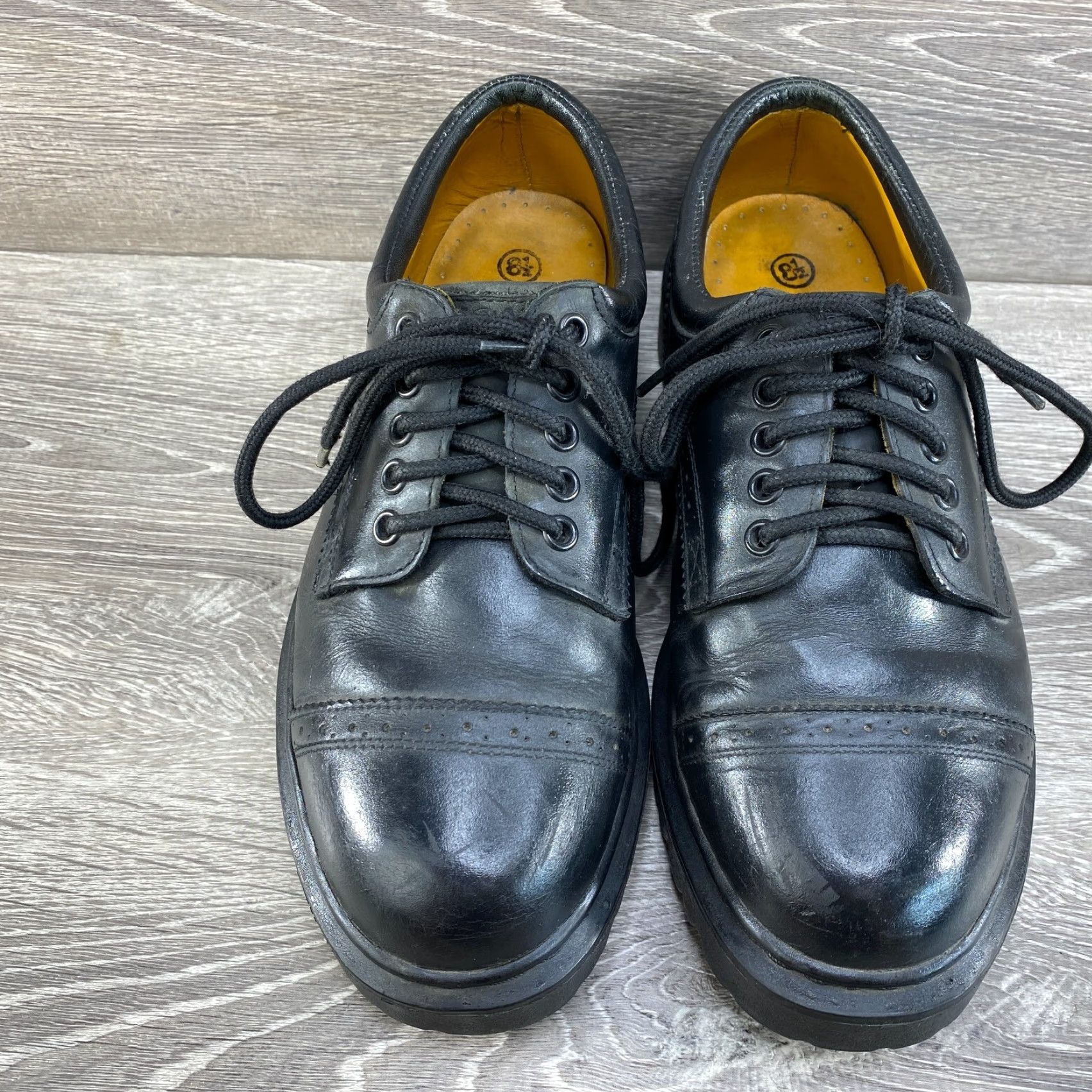 Vintage Liahona Mens 8.5 Shoes Black Leather Oxford Dress Casual Shoe Cap Toe Lug Sole Mens Shoes Black Leather Oxford Cap Toe Lug Sole Dress Shoes 8.5 Size ONE SIZE - 3 Thumbnail