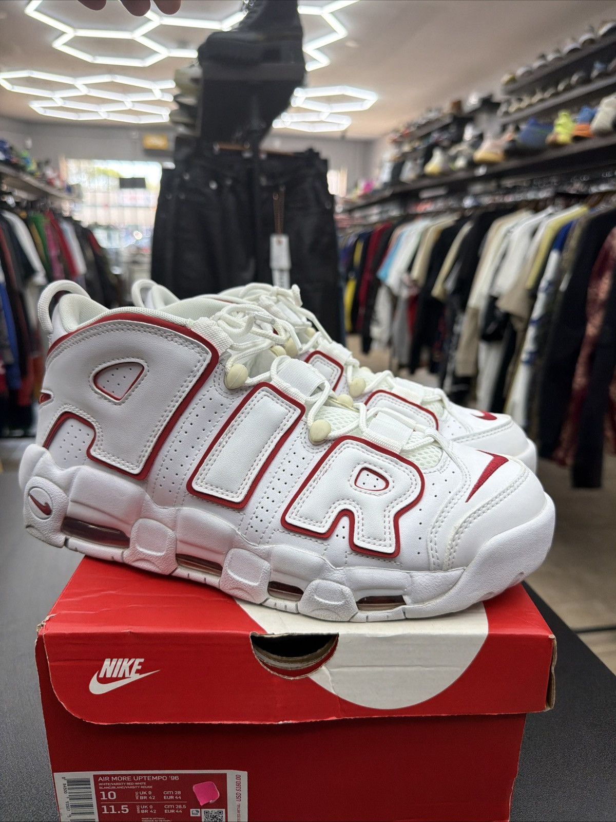 Nike Size 10 - Nike Air More Uptempo White Varsity Red 2021 Size US 10 / EU 43 - 6 Thumbnail