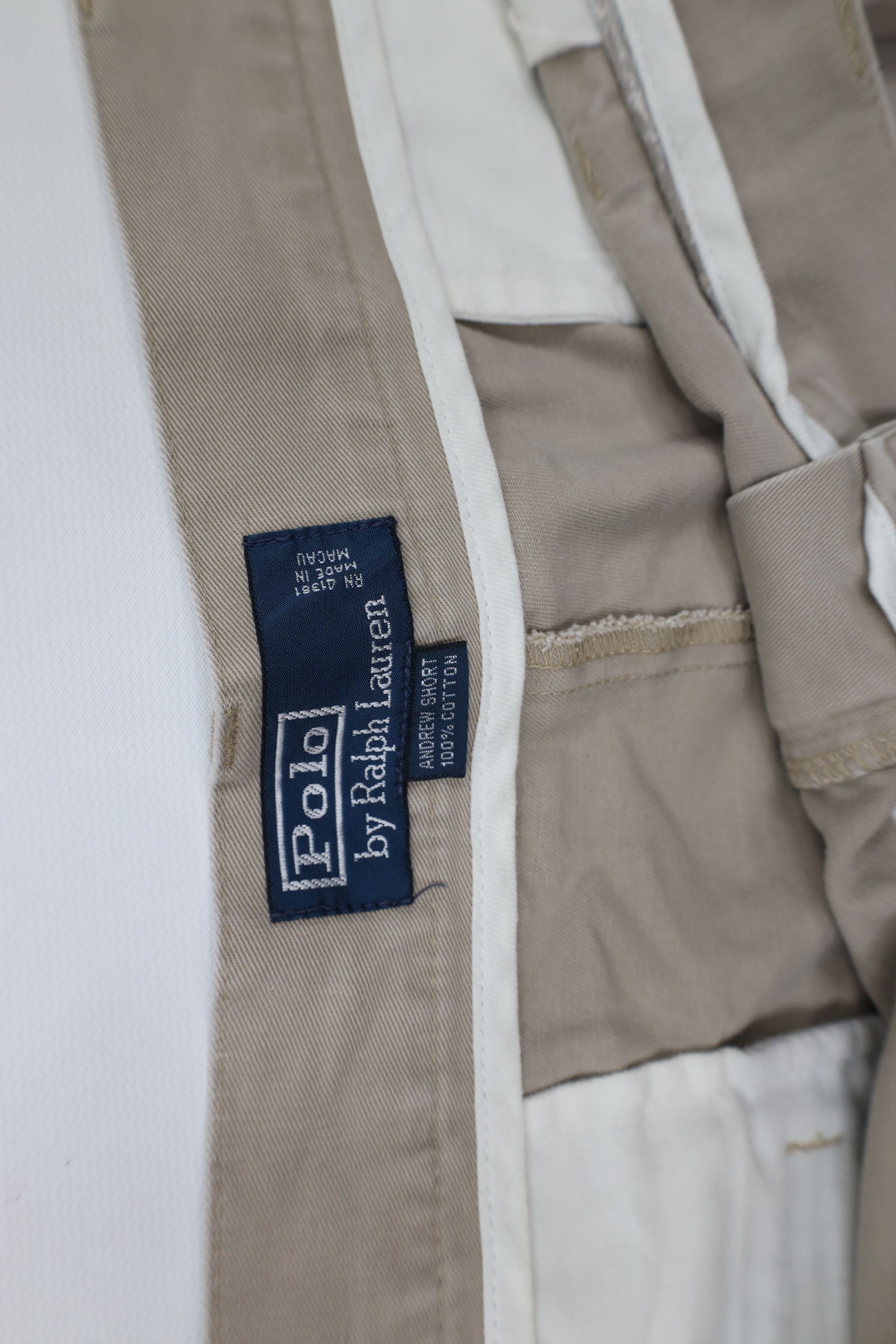 Ralph Lauren × Vintage Vintage 90s Ralph Lauren Knee Cotton Chino Shorts Beige Size US 42 / EU 58 - 6 Thumbnail