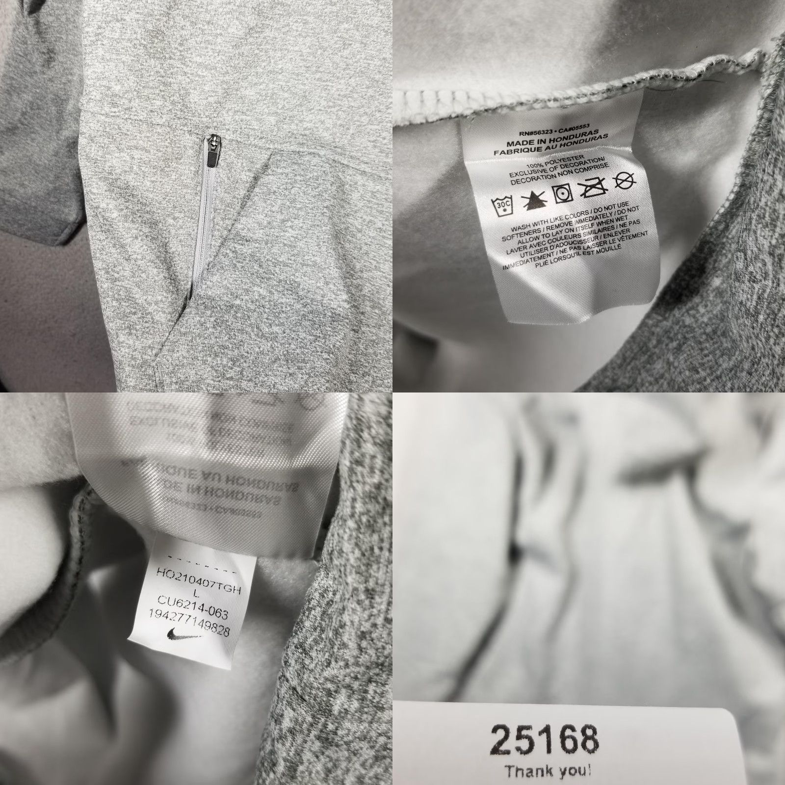 Nike Nike Therma-FIT Hoodie Mens Large Gray Pullover Swoosh Zip Pocket CU6214-063 Size US L / EU 52-54 / 3 - 8 Thumbnail