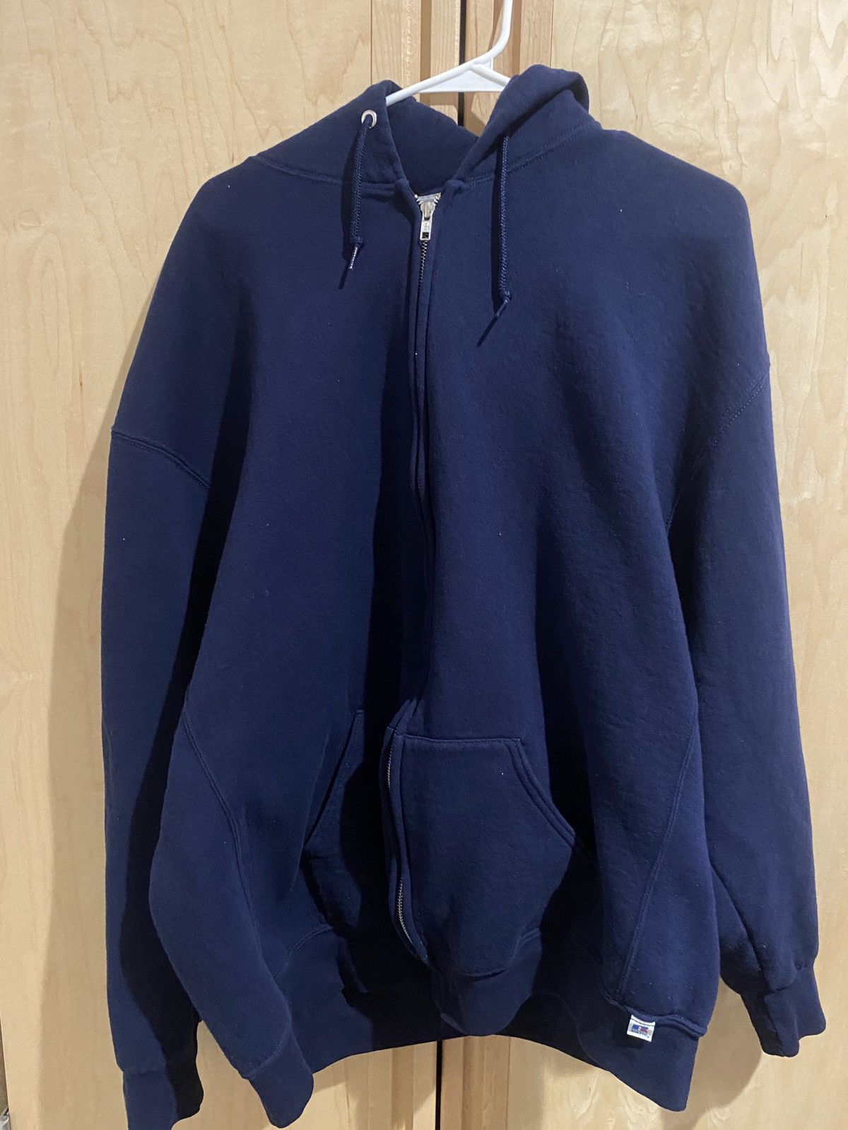 Russell Athletic Faded Blank Blue Zip Up Hoodie Size US XXL / EU 58 / 5 - 4 Thumbnail