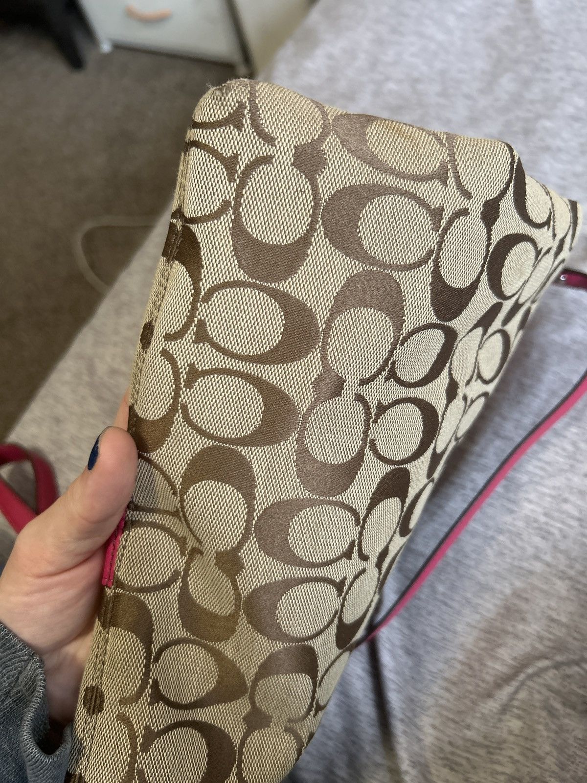 Coach Coach Y2K Signature Stripe File Bag - Khaki / Pink Size ONE SIZE - 9 Thumbnail