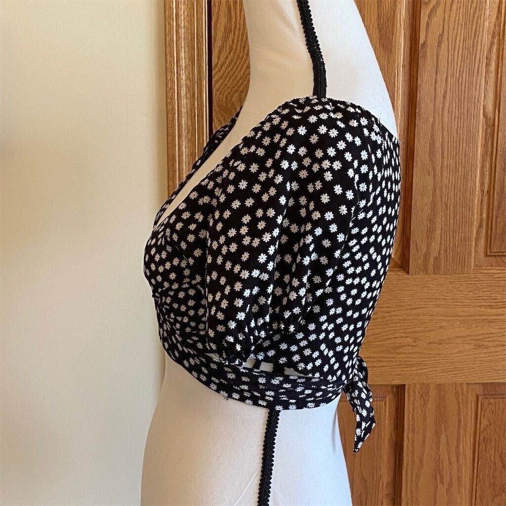 Shein Shein Women's Black & White Floral Puff Sleeve Crop Top Siz Size M / US 6-8 / IT 42-44 - 2 Thumbnail