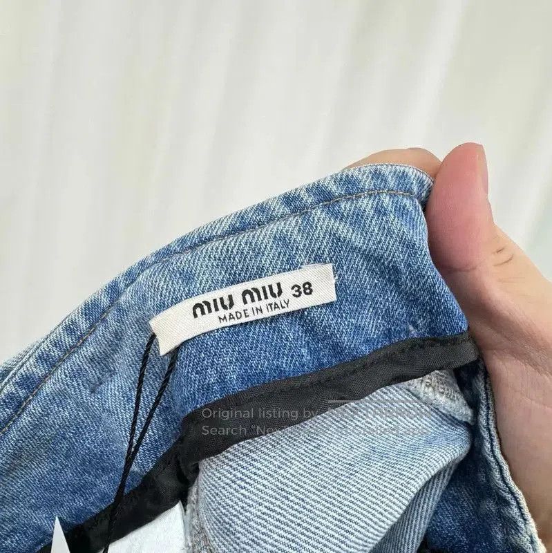 Miu Miu Miu Miu Blue Denim Skirt with Logo . Size 28" / US 6 / IT 42 - 6 Thumbnail