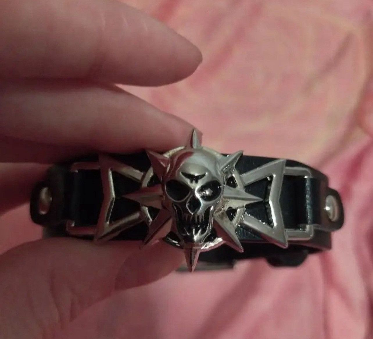 Leather Skeleton Skull Star Eye Punk Gothic Bracelet Size ONE SIZE - 2 Thumbnail