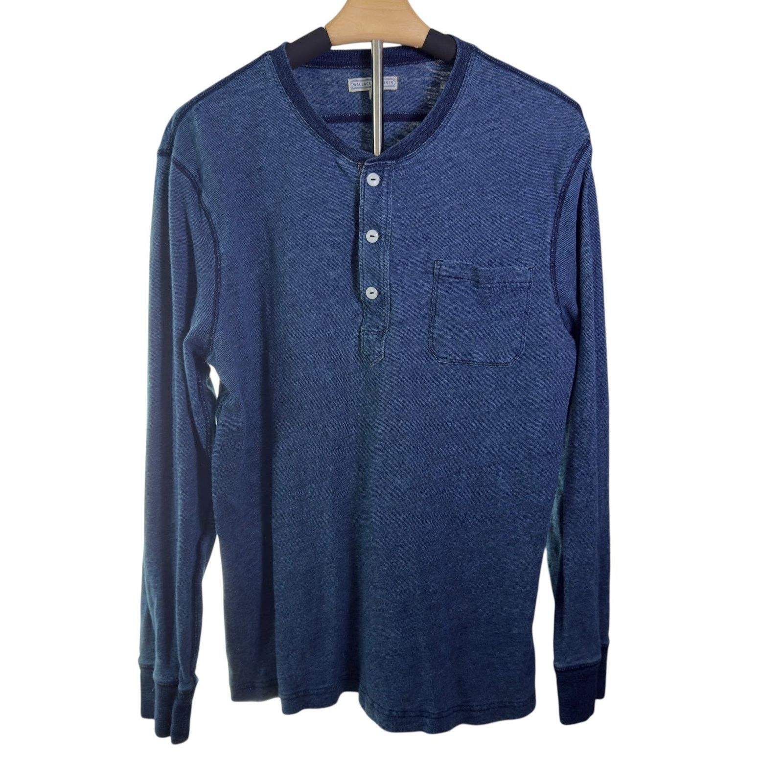 J.Crew Wallace & Barnes J. Crew Long Sleeve Henley Indigo Size US L / EU 52-54 / 3 - 1 Thumbnail