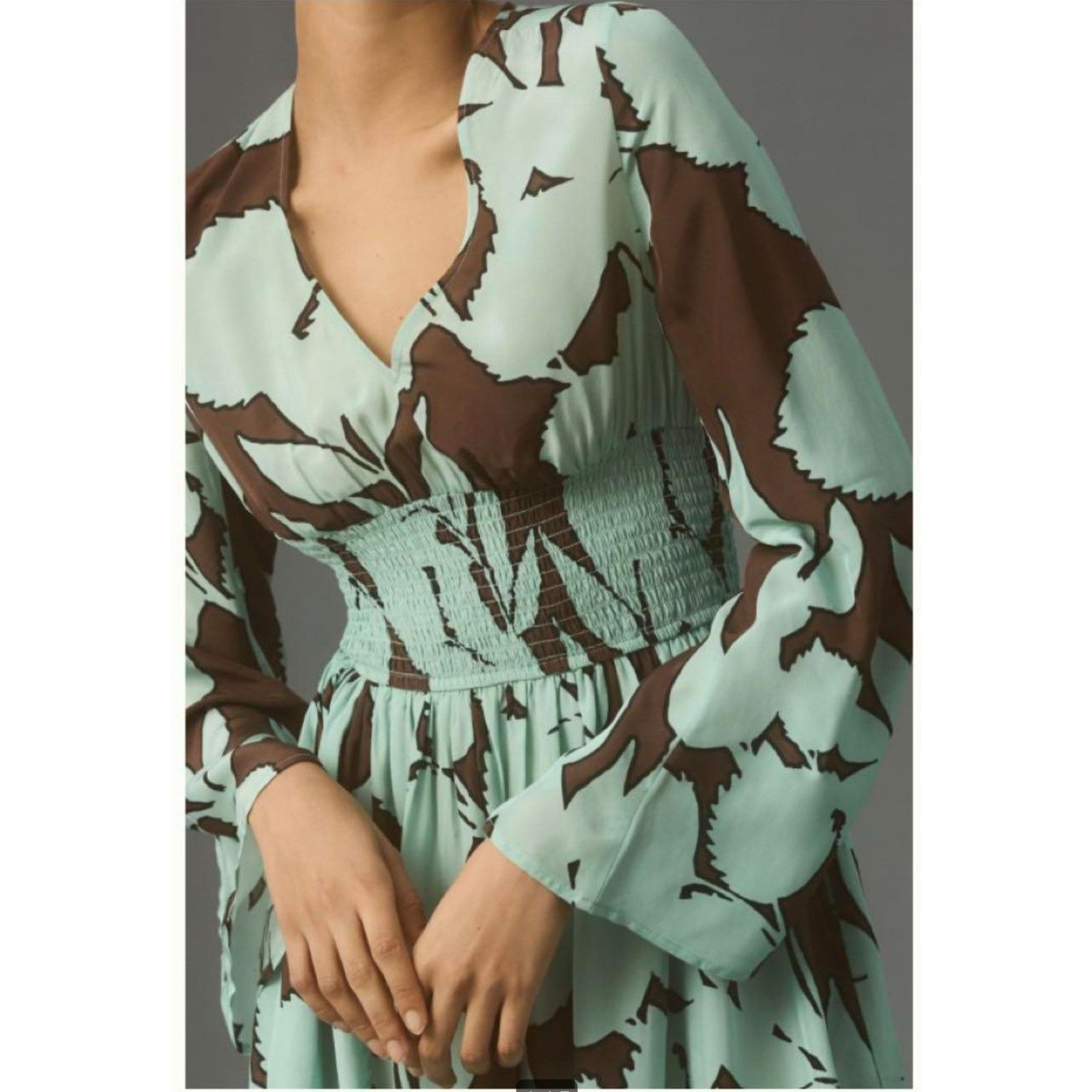 Anthropologie New DHRUV KAPOOR Long Sleeve V-Neck Maxi Dress $248 MEDIUM Size M / US 6-8 / IT 42-44 - 2 Thumbnail