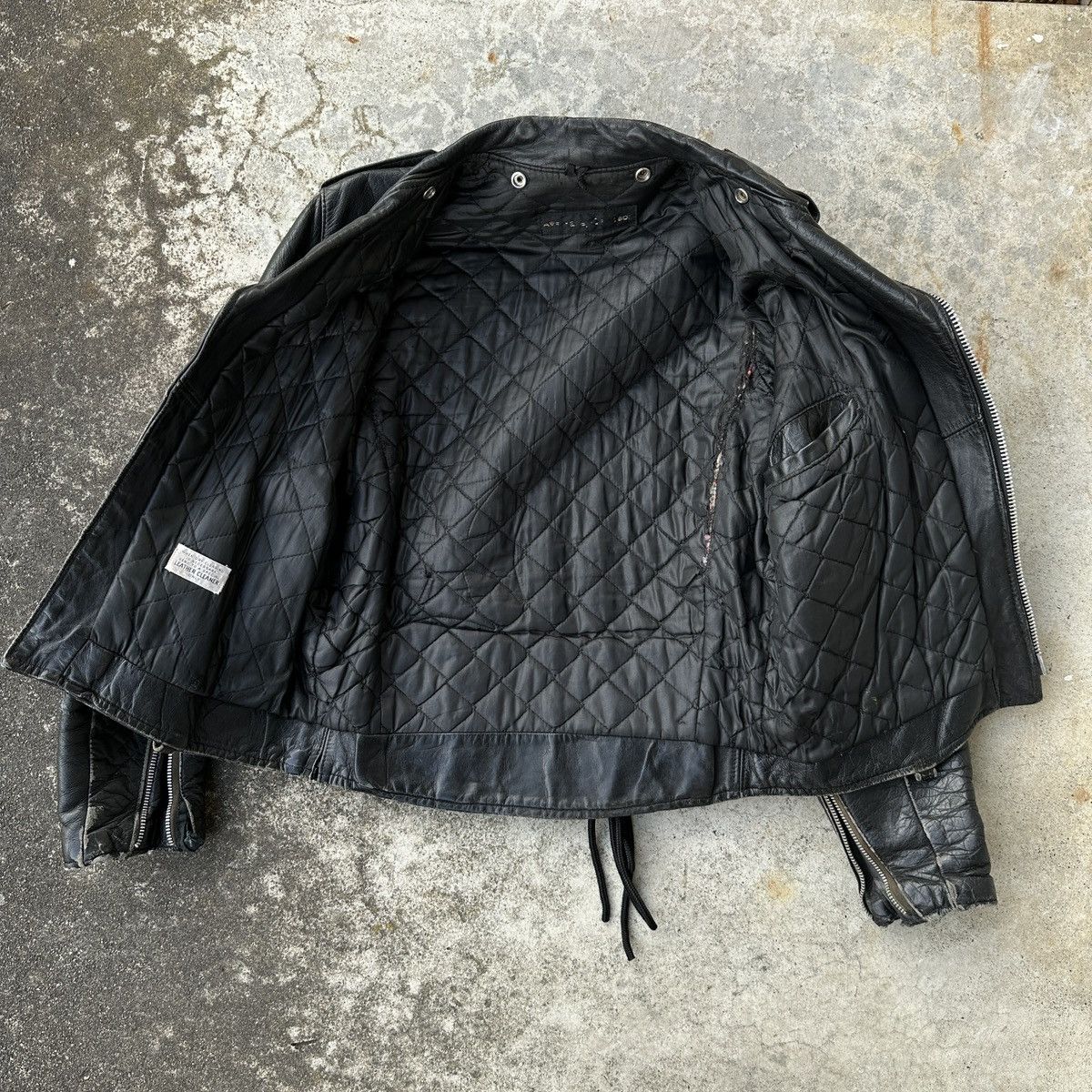 Leather Trashed 80s Moto Biker Rider jacket Vanson ERD Perfecto Size US L / EU 52-54 / 3 - 4 Thumbnail