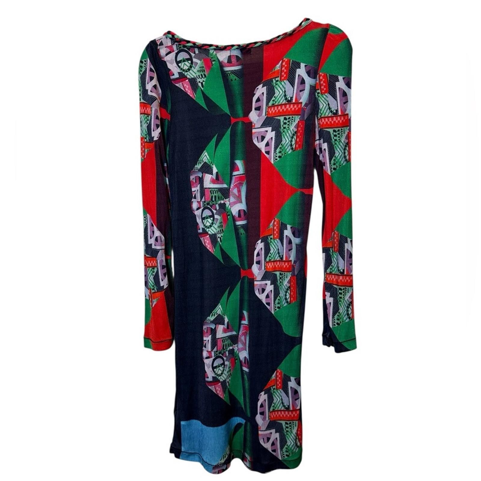 Custo Barcelona Custo Barcelona Multicolor Abstract Long Sleeve Dress sz S Size S / US 4 / IT 40 - 7 Thumbnail