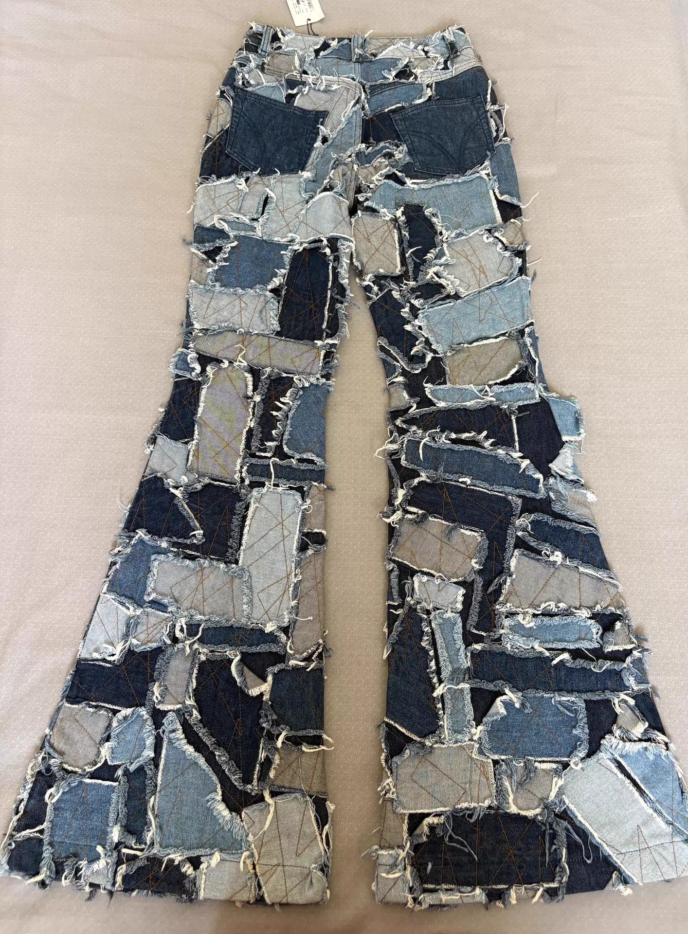 Dolce & Gabbana D&G Vtg Distressed Flared Jeans Multi-Material Patchwork Size 27" / US 4 / IT 40 - 2 Thumbnail