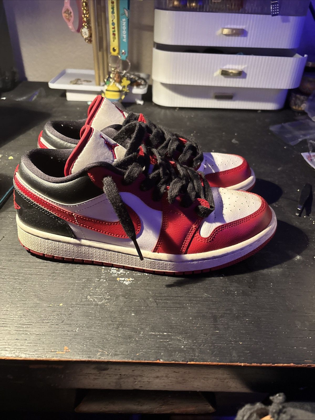 Nike air jordans 1 low white/gym red-black Size US 8.5 / IT 38.5 - 4 Thumbnail