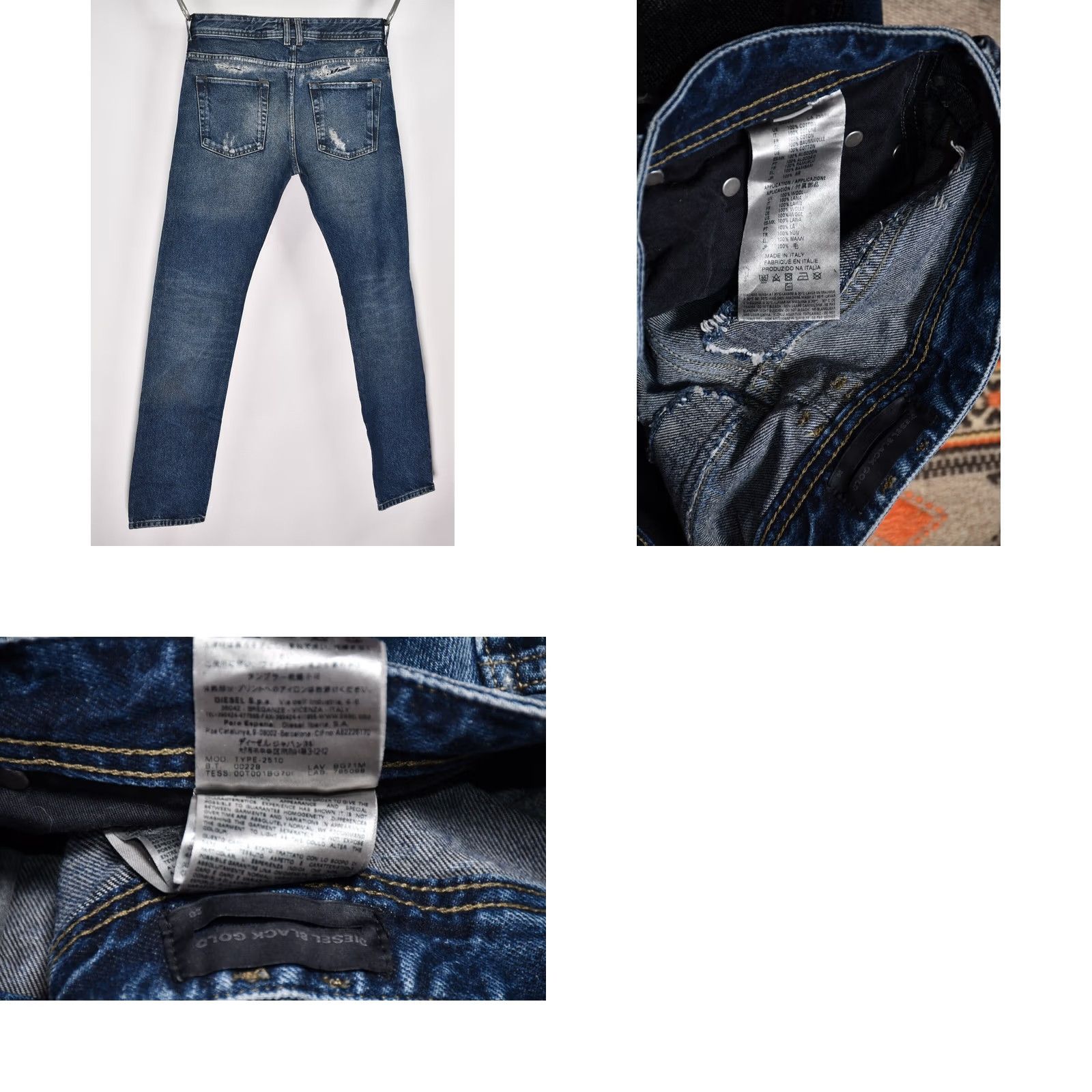 Diesel Diesel Jeans Slim Distressed Black 28 Men's Denim Straight Skinny 100% Cotton Made in Italy Size US 28 / EU 44 - 8 Thumbnail