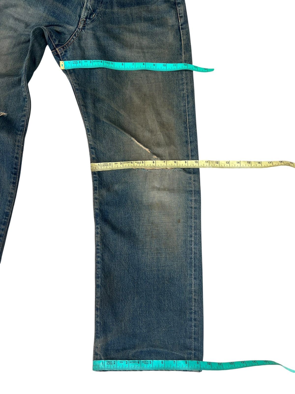 Edwin Vintage Y2K 2000s Edwin Aging Dirty Mud Denim Selvedge Jeans Size US 29 - 3 Thumbnail