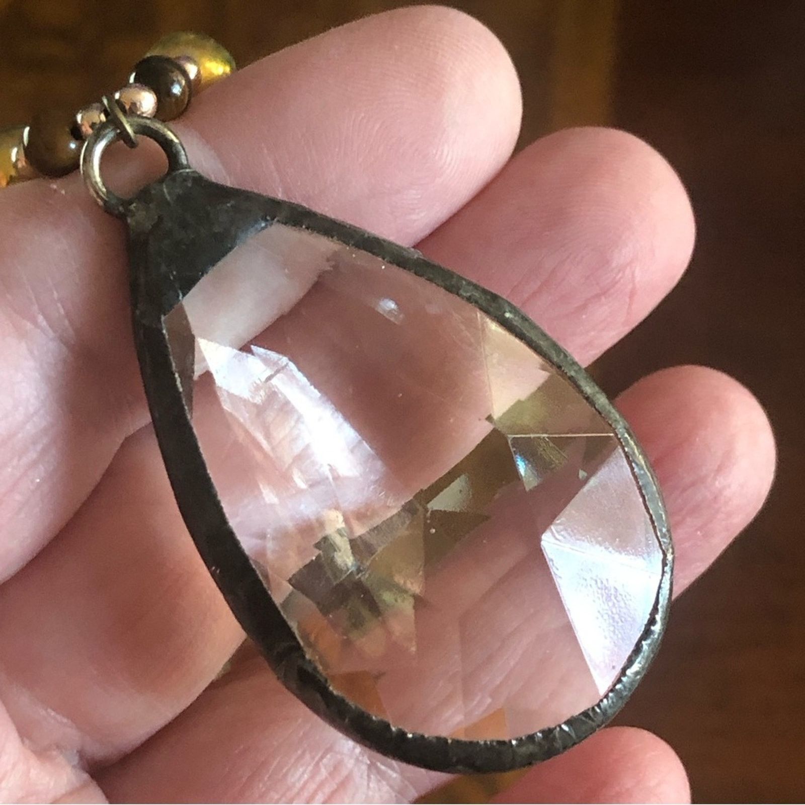 Handmade Handcrafted solder glass stone tiger eye quartz necklace Size ONE SIZE - 11 Thumbnail