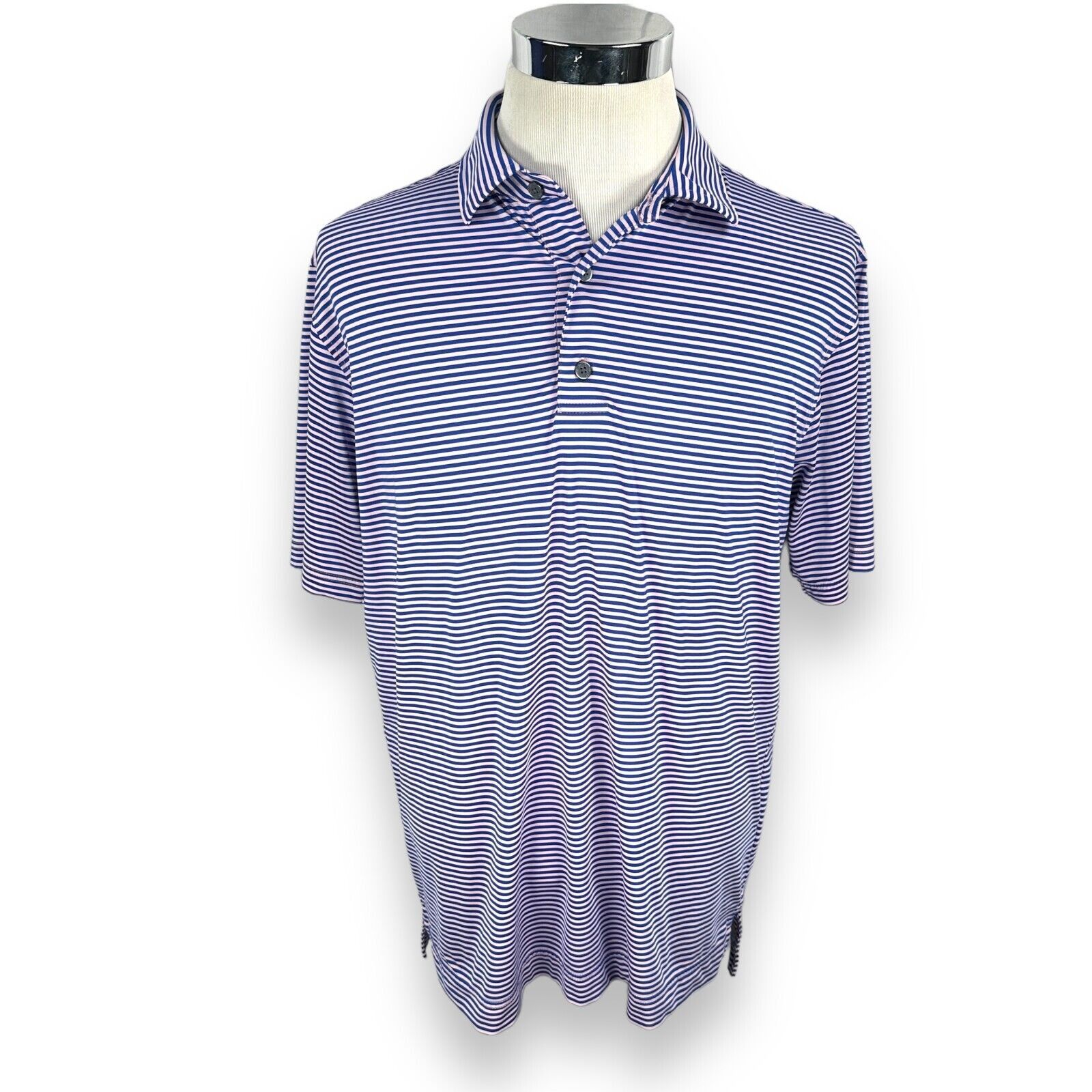 Footjoy FootJoy Polo Shirt Men's L Pink Blue Striped Polyester Golf Size US L / EU 52-54 / 3 - 1 Thumbnail