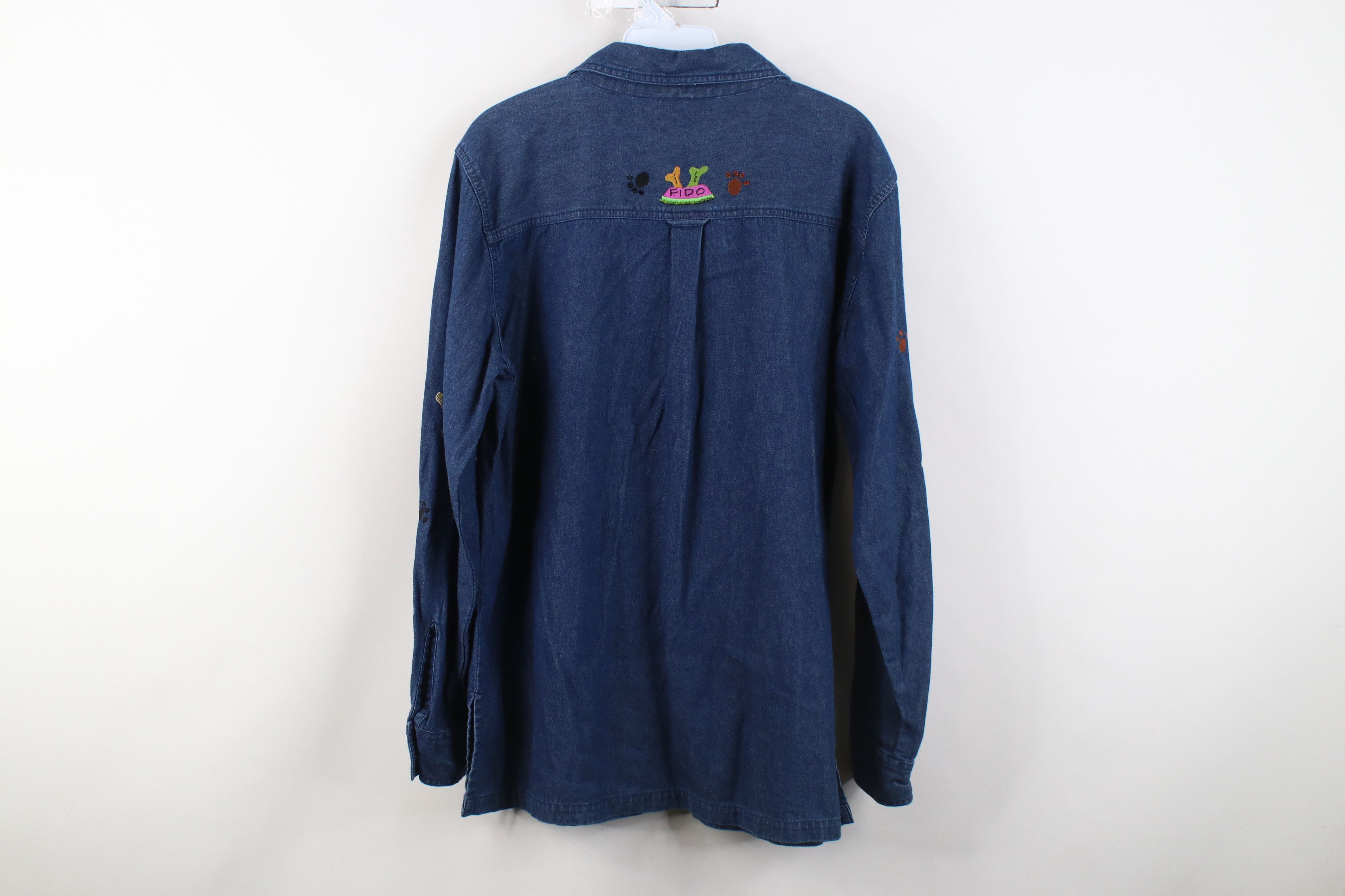 Vintage Vintage 90s Y2K Streetwear Dog Puppy Denim Button Shirt Size M / US 6-8 / IT 42-44 - 13 Thumbnail