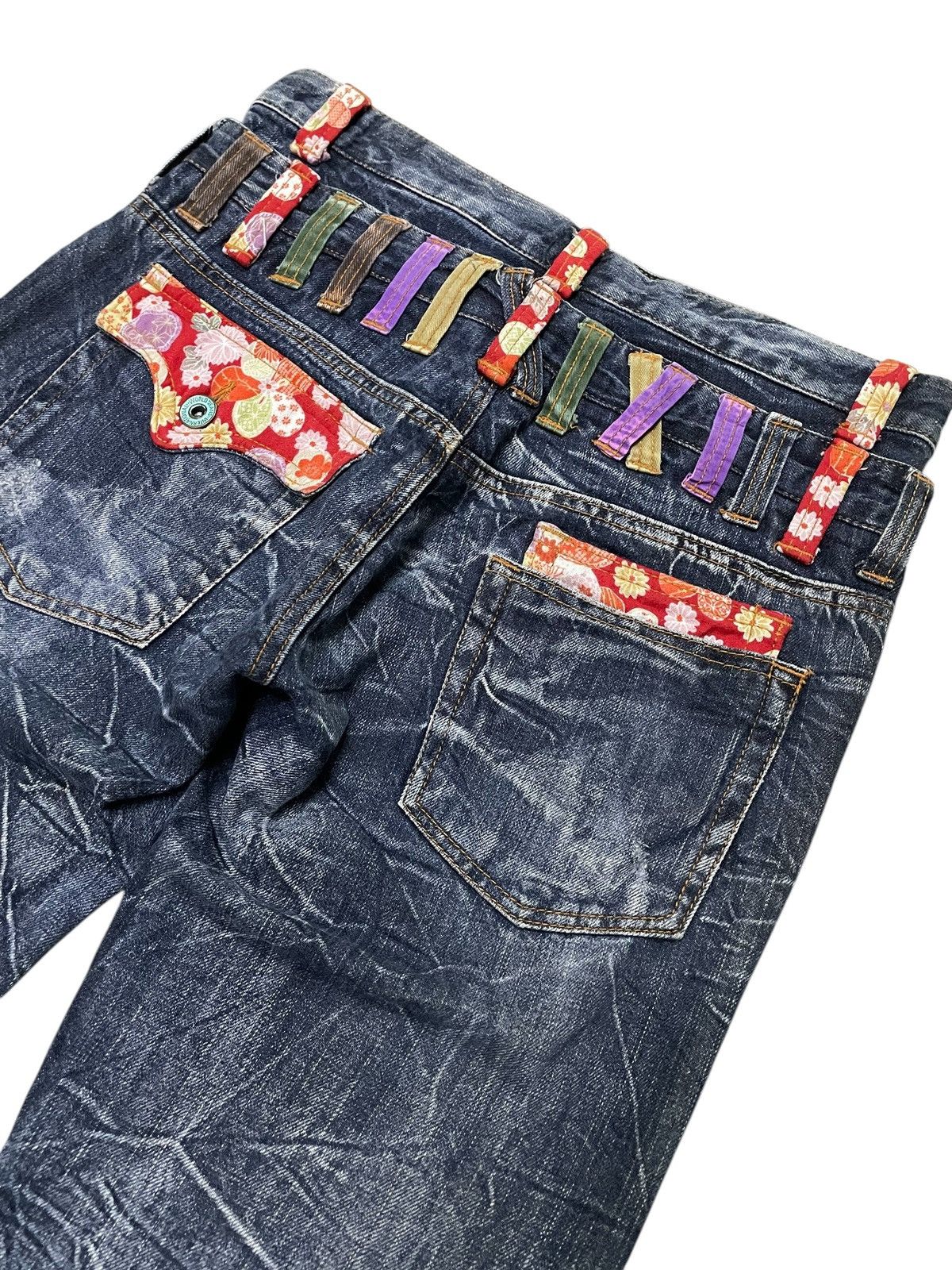 Hysteric Glamour × Japanese Brand Nylaus Japan Cracked Shadow Wash Double Waist Jeans Size US 30 / EU 46 - 15 Thumbnail