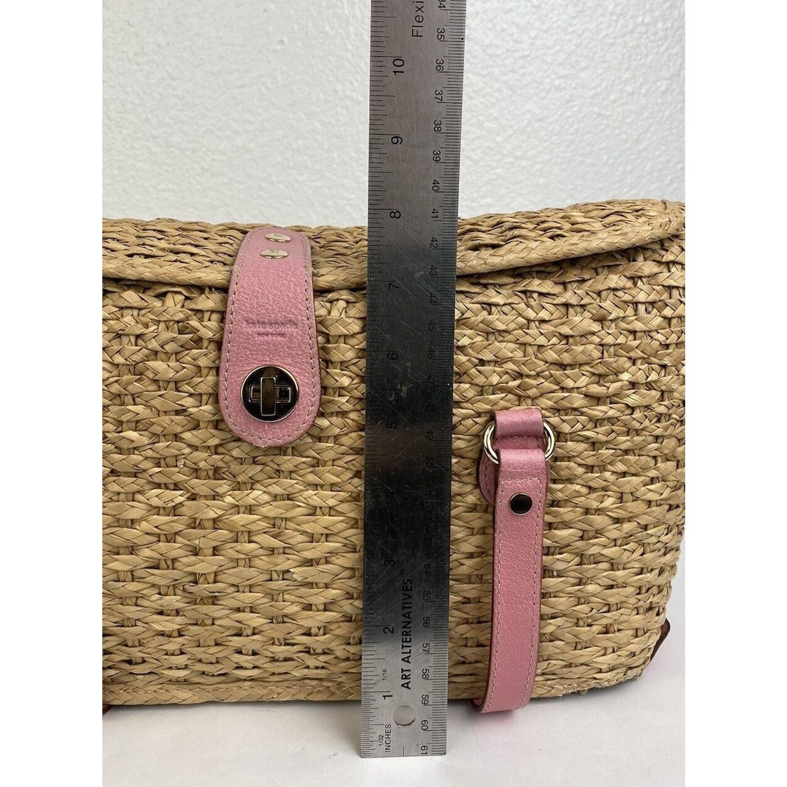Kate Spade Kate Spade Straw Picnic Wine Bag Purse Basket Pink Leather Size ONE SIZE - 23 Thumbnail
