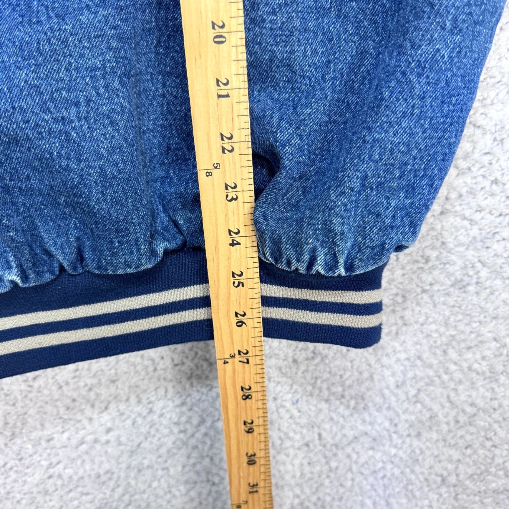 Denime VINTAGE NHRA Hartwell ViaSport Denim Varsity Jacket Blue Beige Men's Large Regular Size Mid-Length Jacket Size US L / EU 52-54 / 3 - 8 Thumbnail