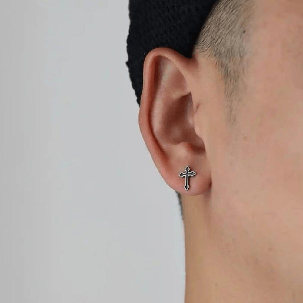 Jewelry Black Cross Stud Earrings Size ONE SIZE - 1 Thumbnail