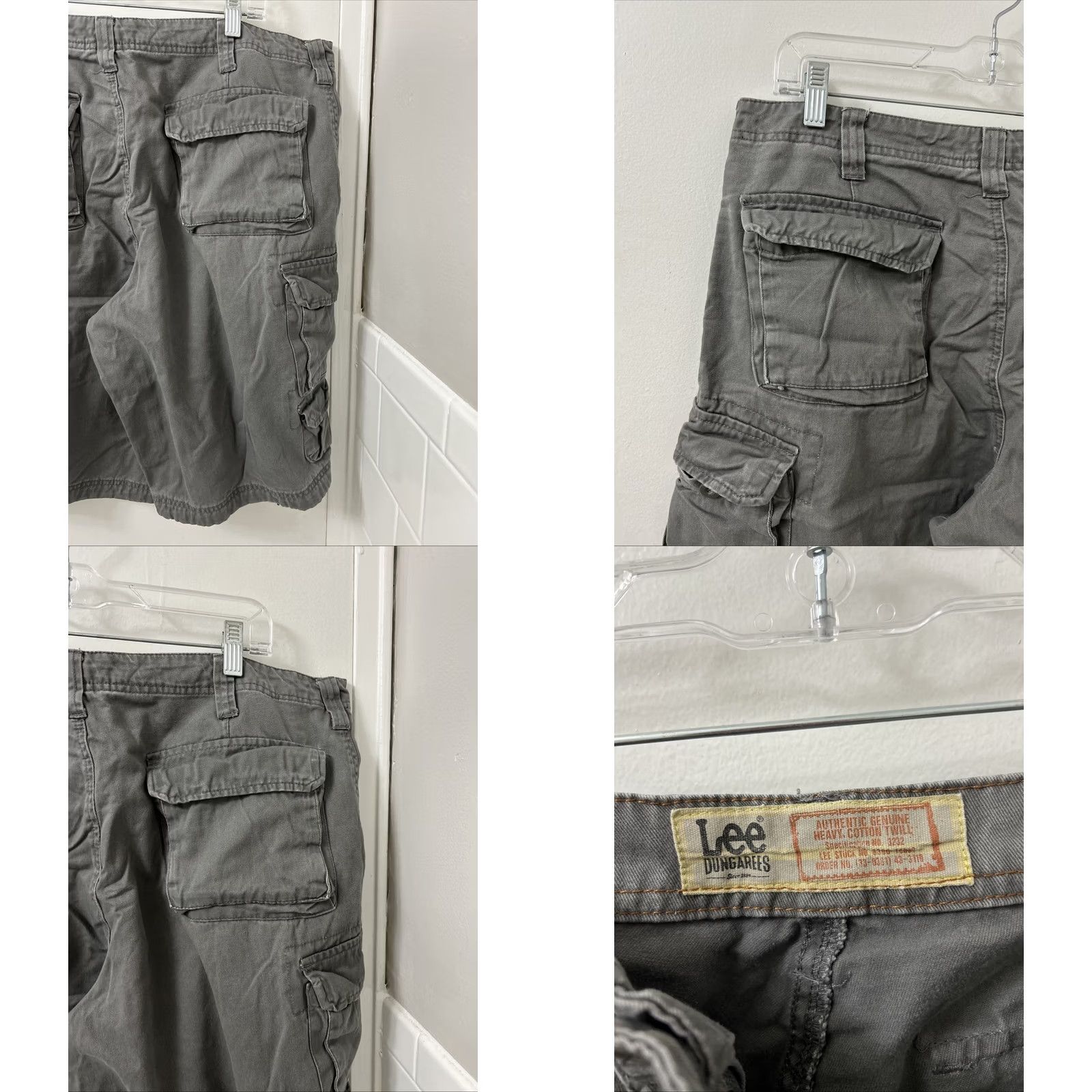 Lee VINTAGE? No (skip) - Lee Cargo Shorts Mens 34 Gray Cotton Twill 11” Inseam Pocket Utility Outdoor Casual Workwear Hiking Relaxed Front Flat Front Size US 34 / EU 50 - 8 Thumbnail