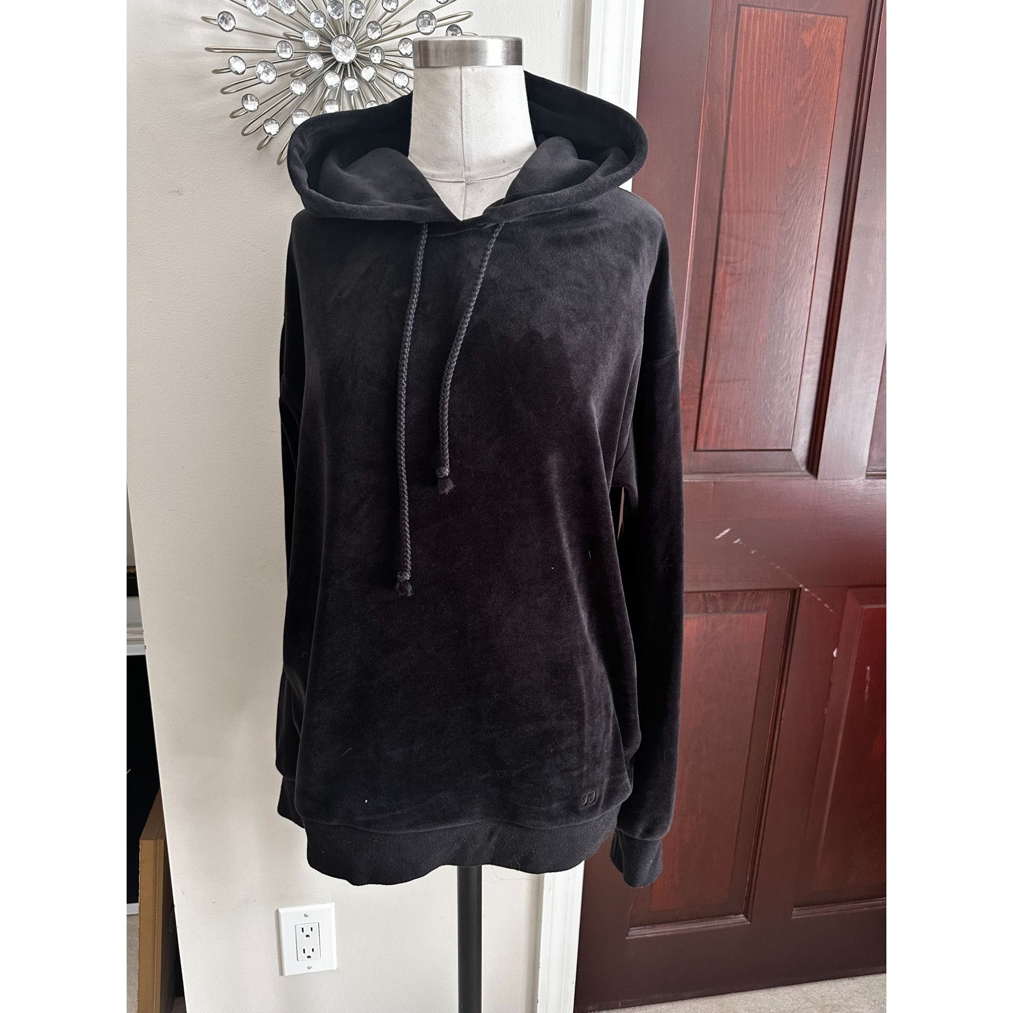 Joe's Women’s JOE’S Jeans Black Velour Pullover Hoodie Small Size S / US 4 / IT 40 - 1 Thumbnail