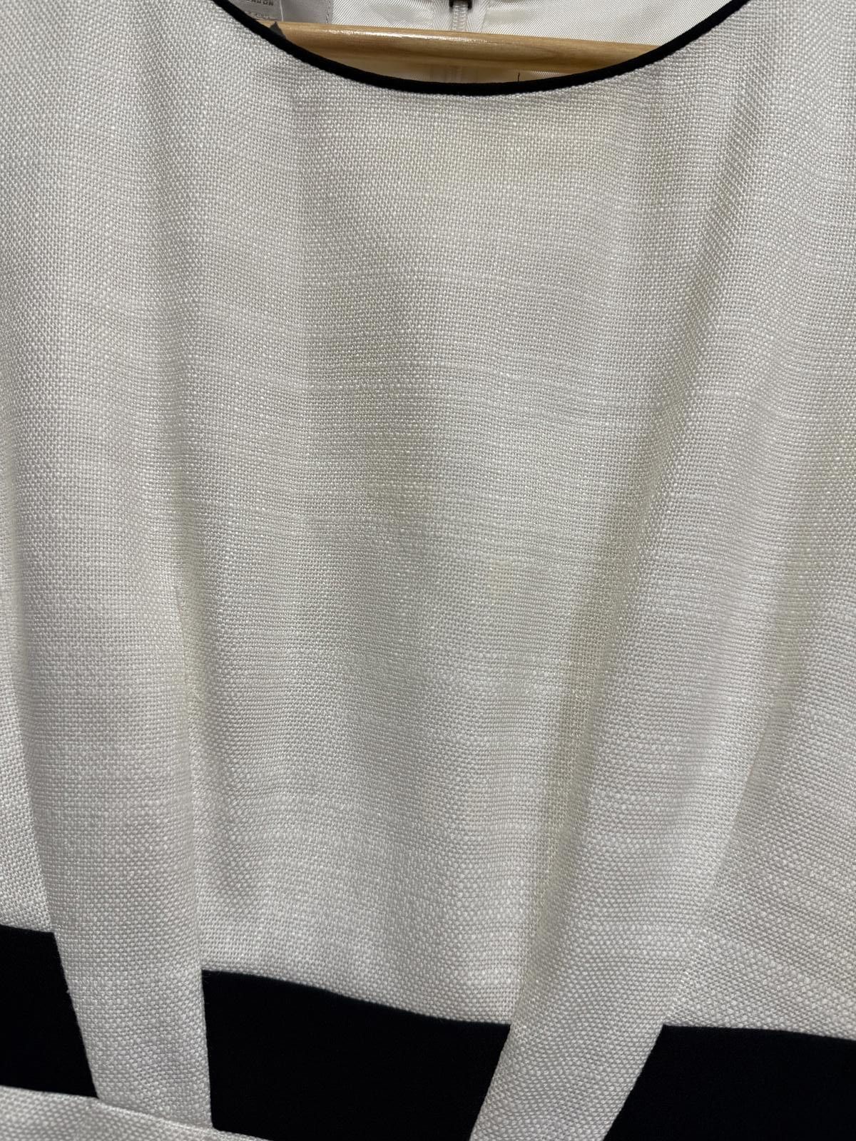 Other Hobbs London Sleeveless White Dress with Black Trim Size L / US 10 / IT 46 - 3 Thumbnail
