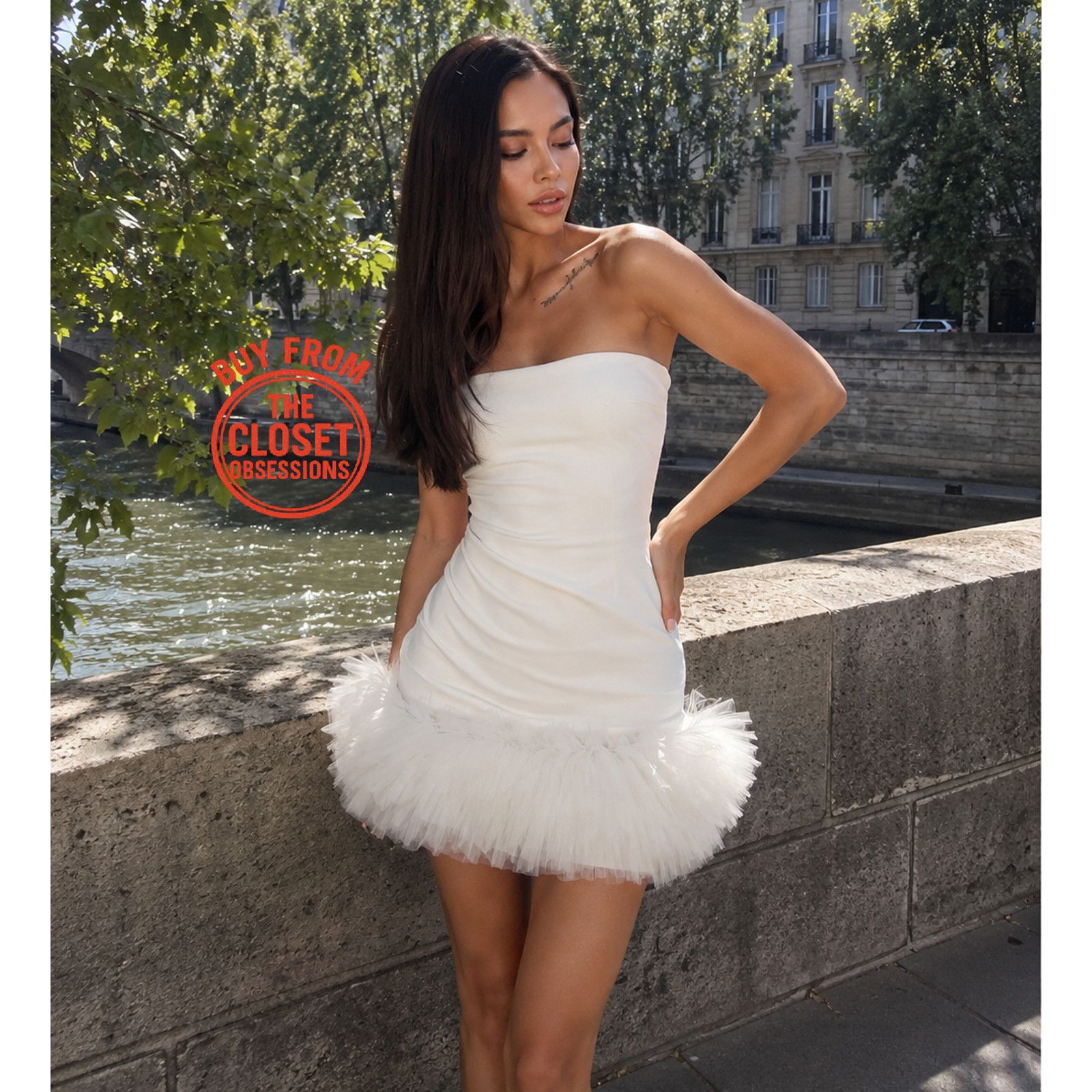 Zara ZARA Strapless Floral Applique Mini Dress Bridal Shower