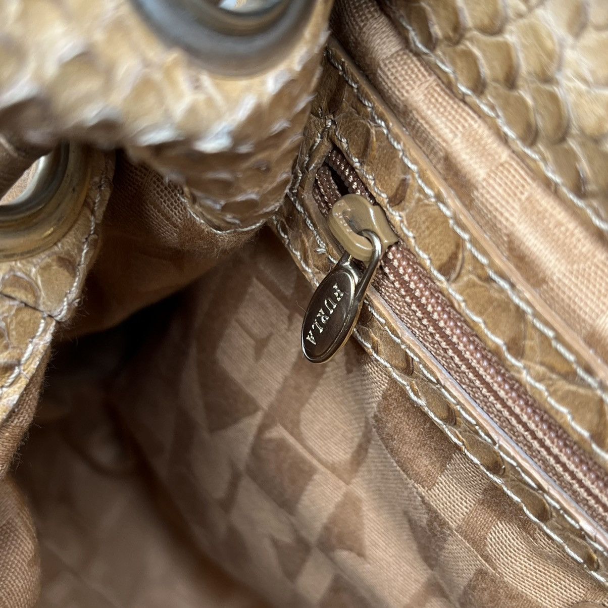 Furla Furla Carmen Python-Embossed Leather Shoulder Bag Size ONE SIZE - 9 Thumbnail