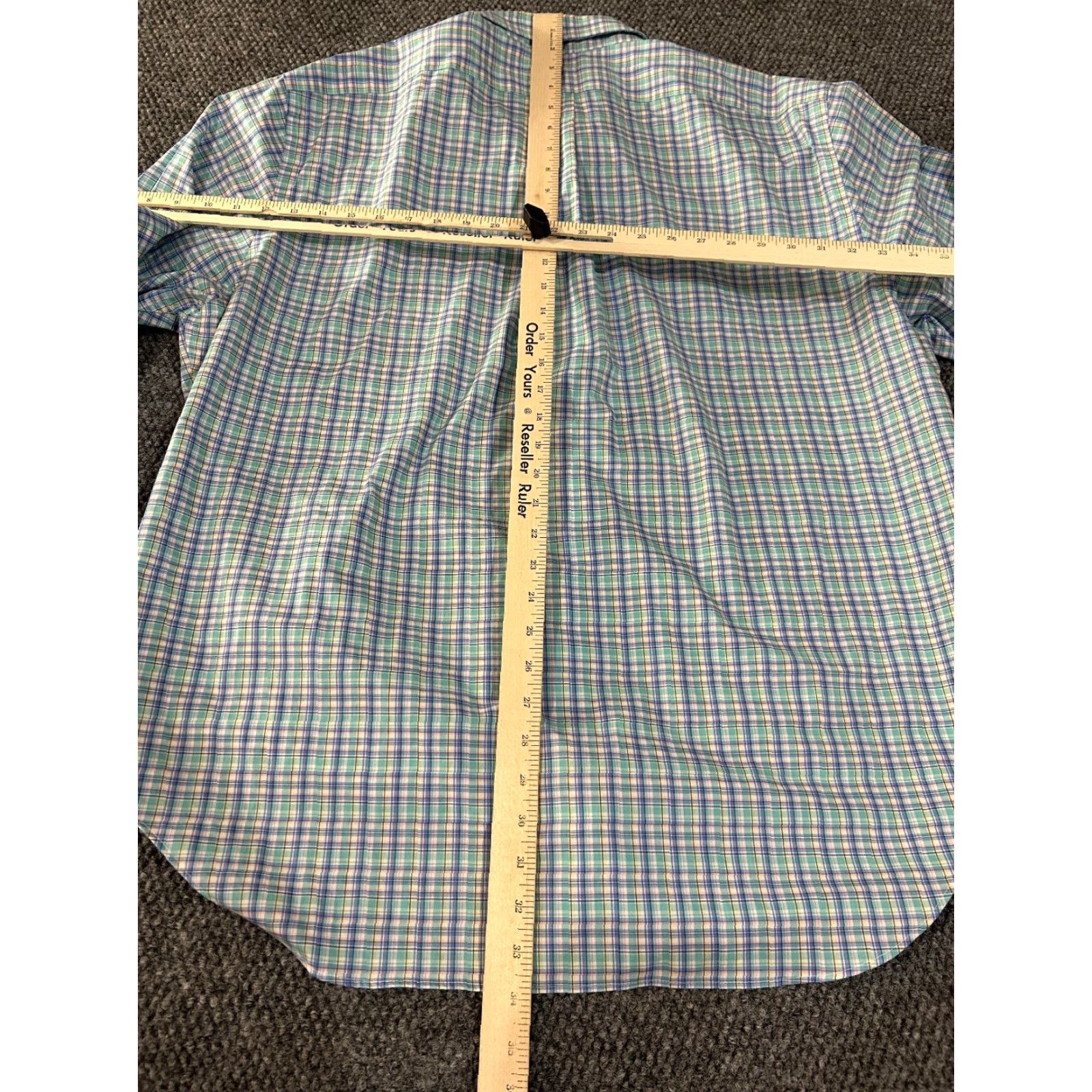 Ralph Lauren Lauren Ralph Lauren Dress Shirt Mens 18 34 35 Blue Green Plaid Classic Fit Stret Size 48R - 7 Thumbnail