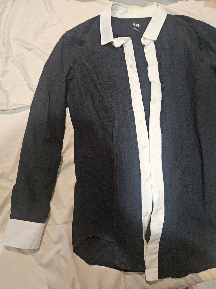 Dolce and Gabanna Black/White Contrast Panel Shirt