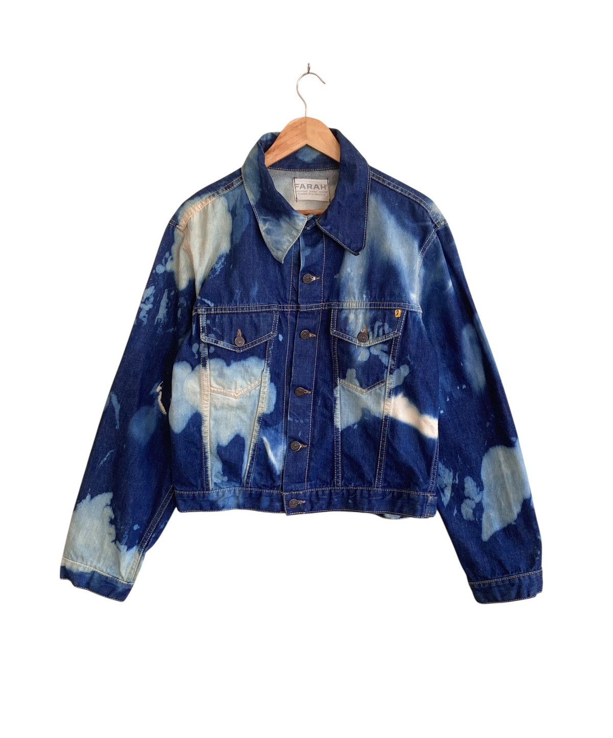 Farah Vintage Brand Farah Bleach Trucker Denim Jacket 1970s Size US M / EU 48-50 / 2 - 1 Thumbnail